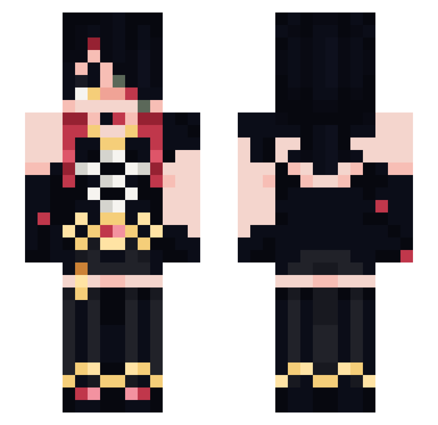 Aesteryiix Minecraft skin, front and back view