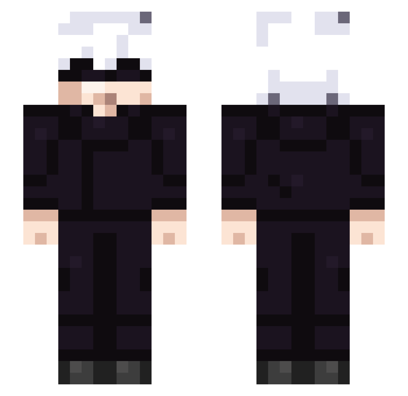 Zixety Minecraft skin, front and back view
