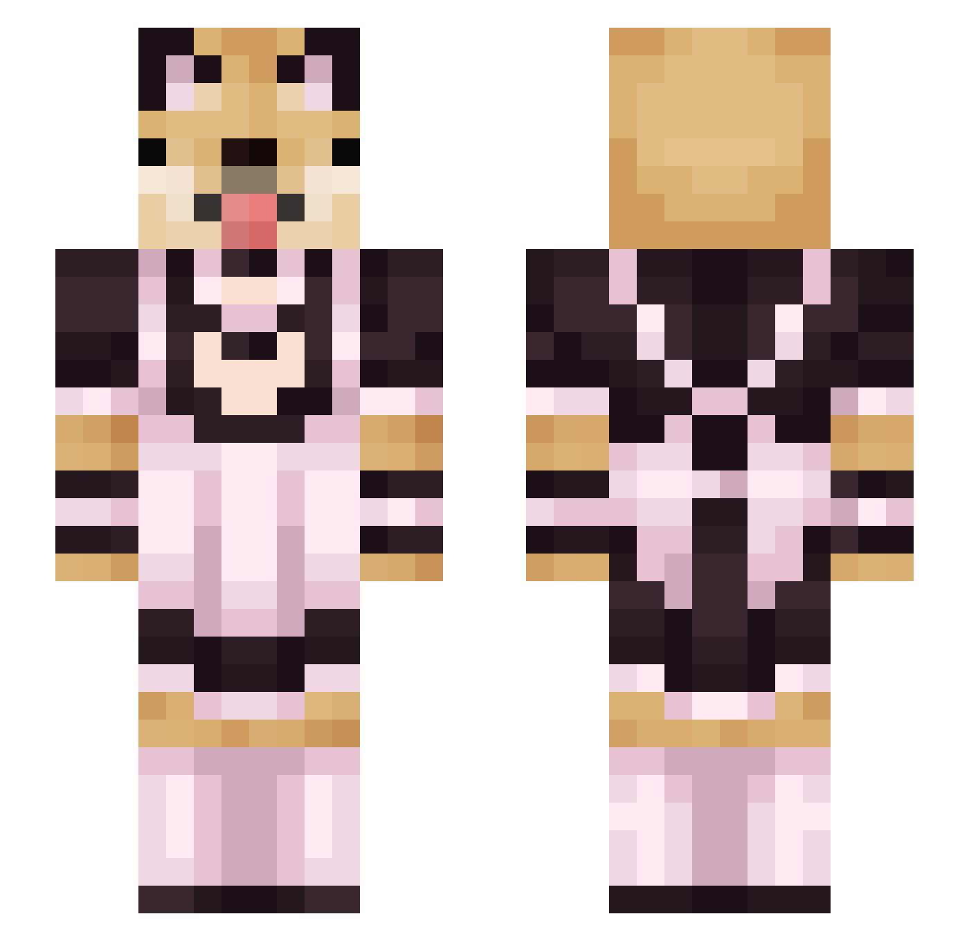 ShibaBanana Minecraft skin, front and back view
