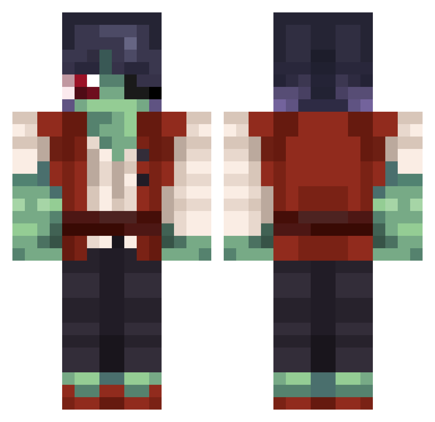 dementiagames Minecraft skin, front and back view