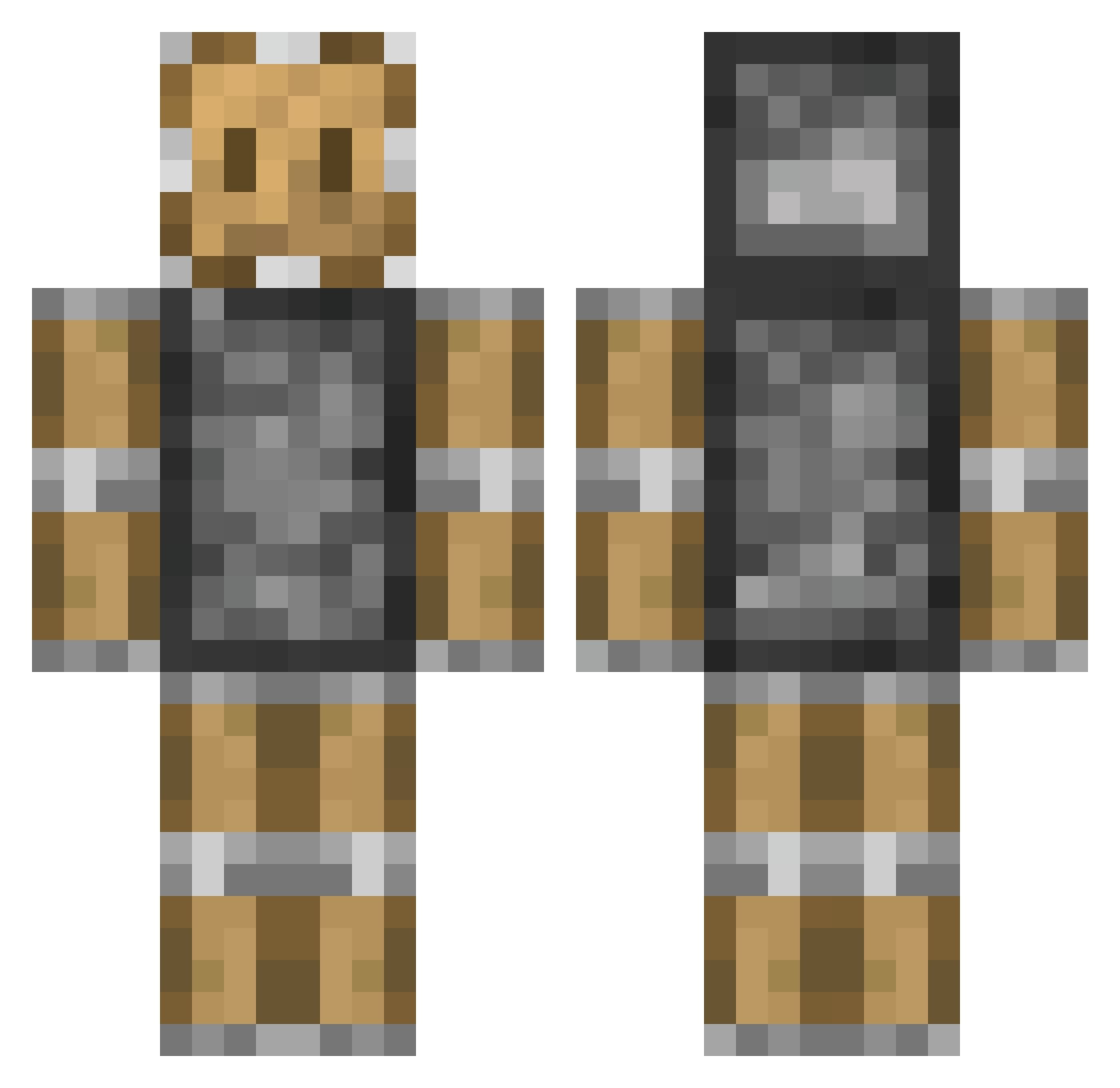 Hexahydrokanabin Minecraft skin, front and back view