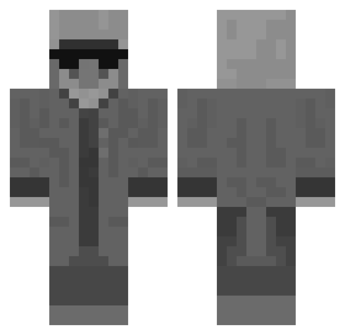 Ronkjew Minecraft skin, front and back view