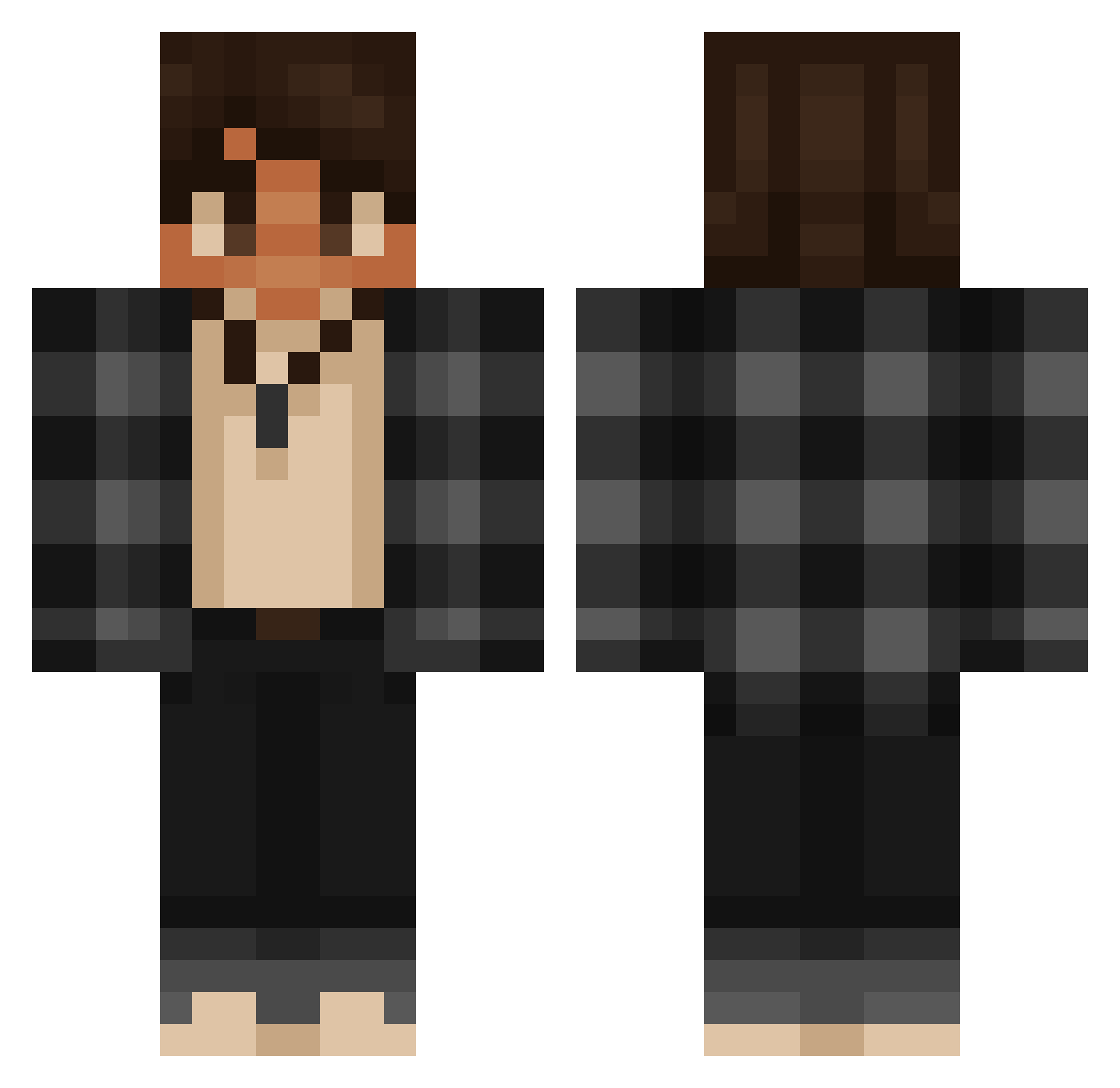 ToesMans Minecraft skin, front and back view