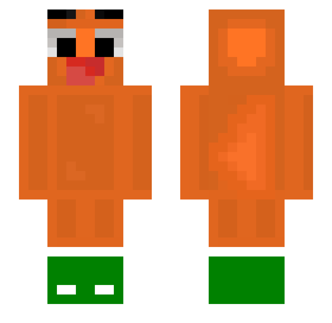 glottue Minecraft skin, front and back view