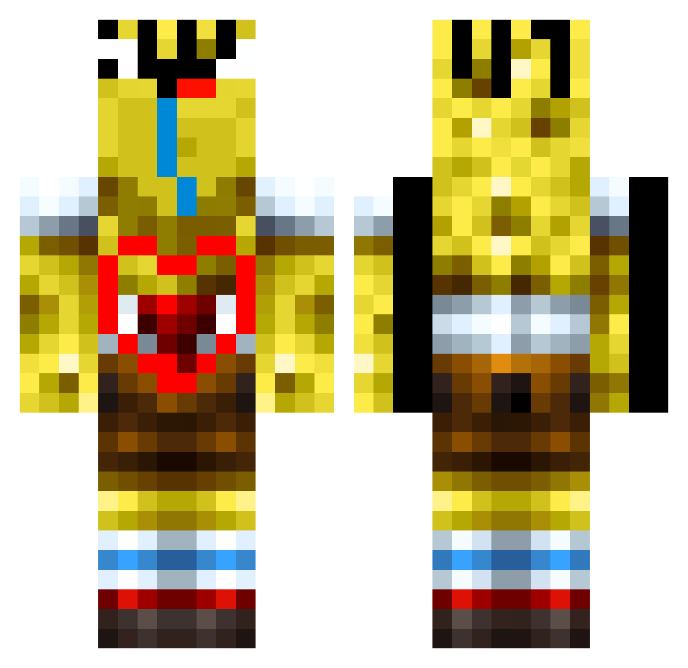 BXBST3R Minecraft skin, front and back view