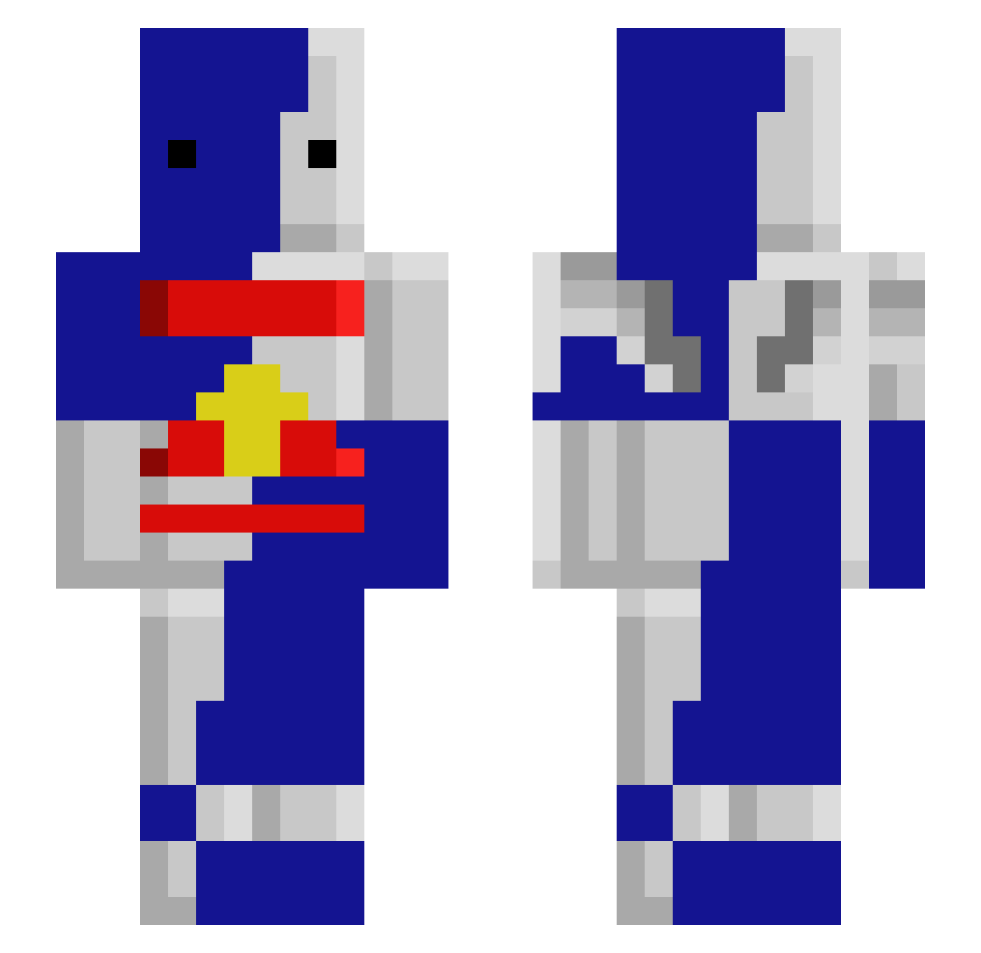 Seglem Minecraft skin, front and back view