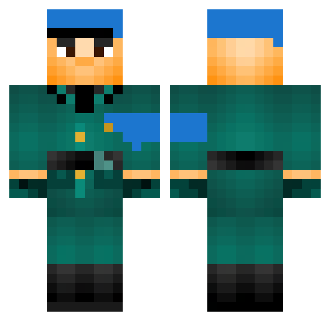 Sqeaker Minecraft skin, front and back view
