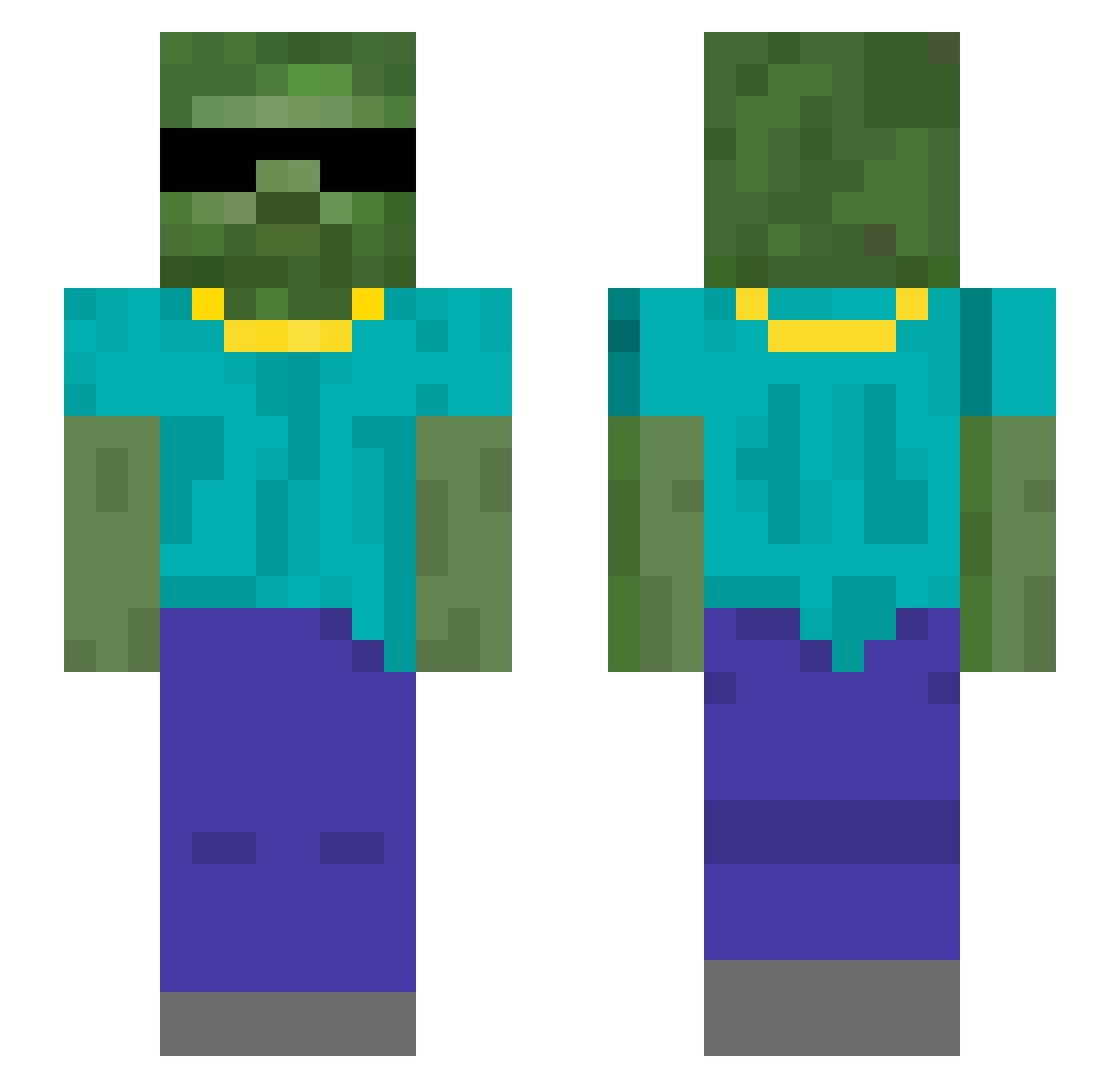 PopsuBotti Minecraft skin, front and back view