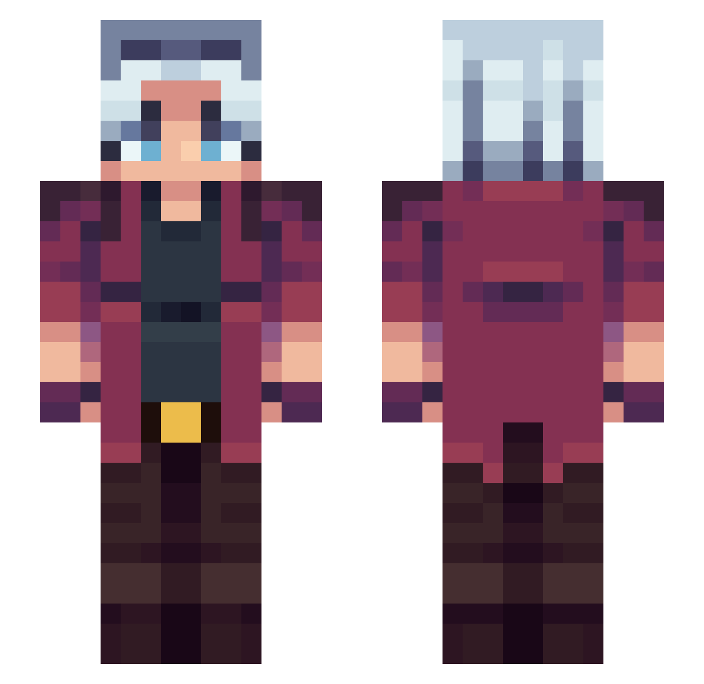 CaseDelta Minecraft skin, front and back view