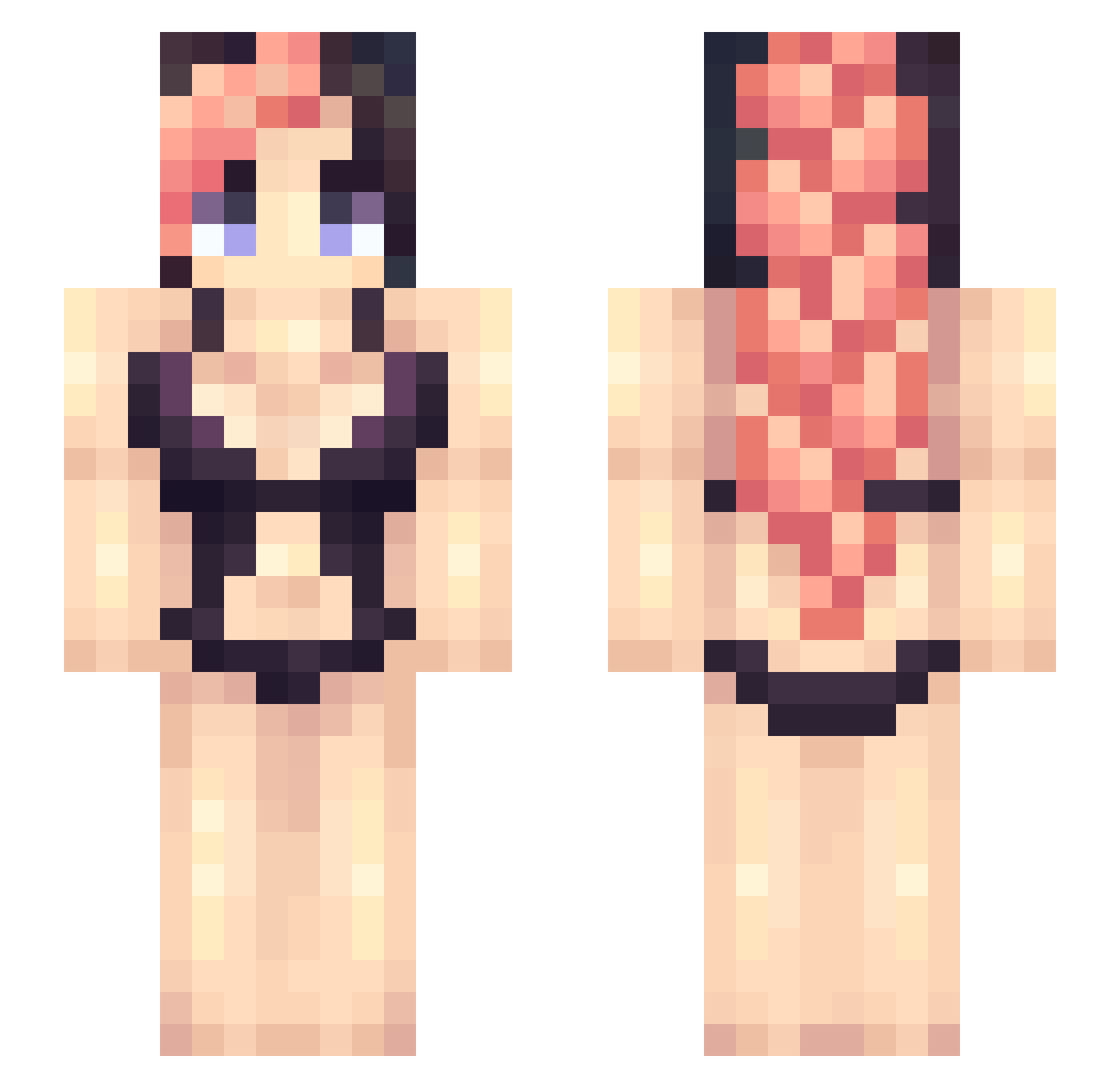 xxx_f Minecraft skin, front and back view