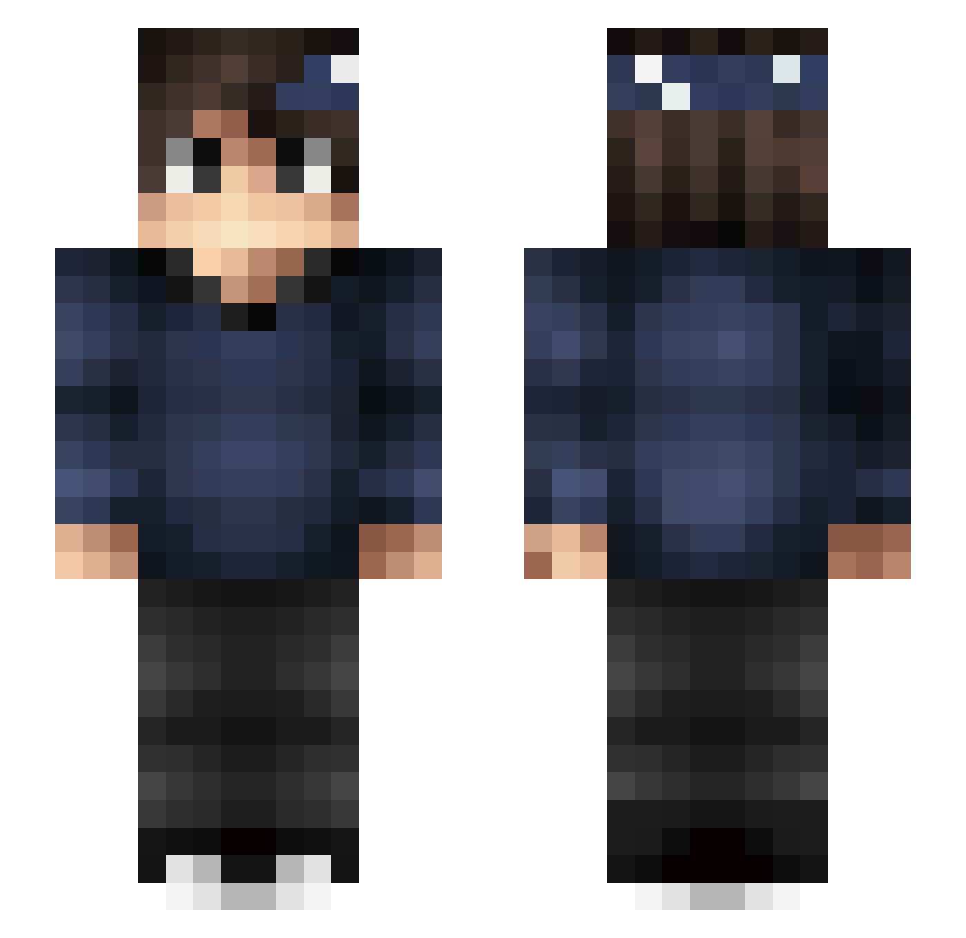Sorex Minecraft skin, front and back view