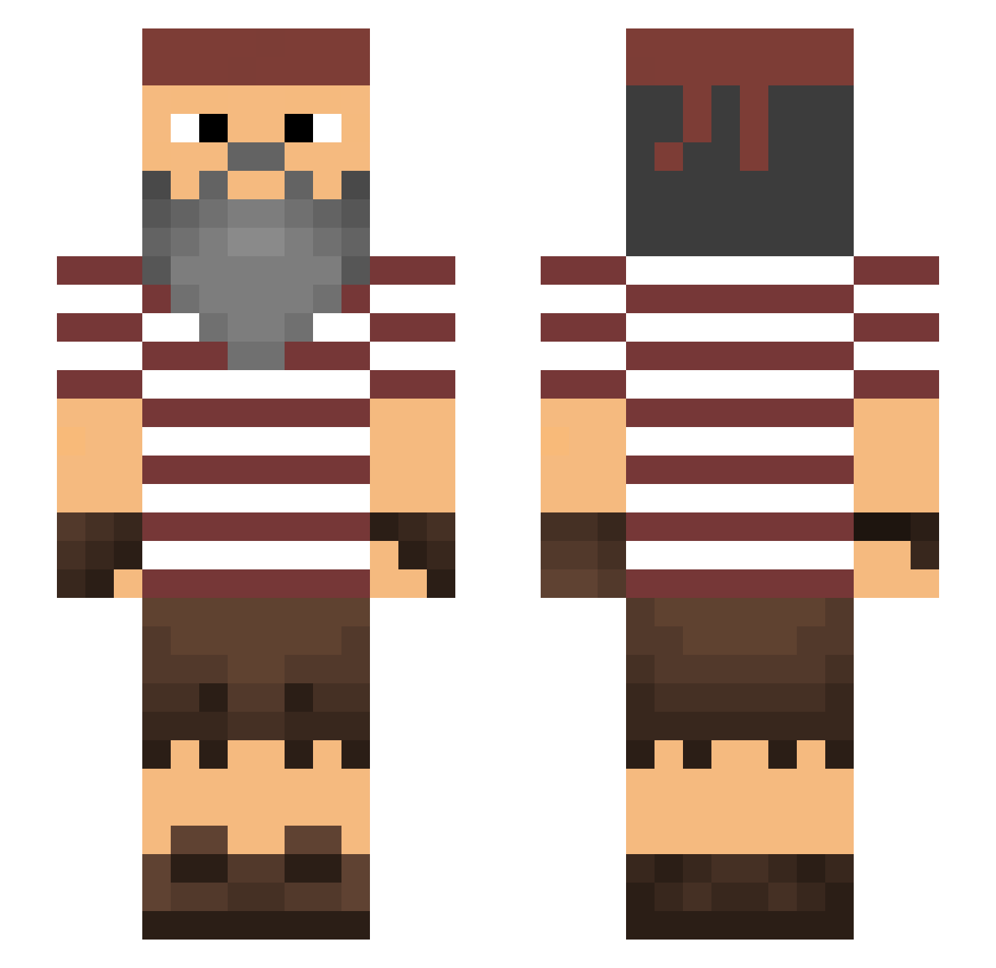 Spingrunge Minecraft skin, front and back view
