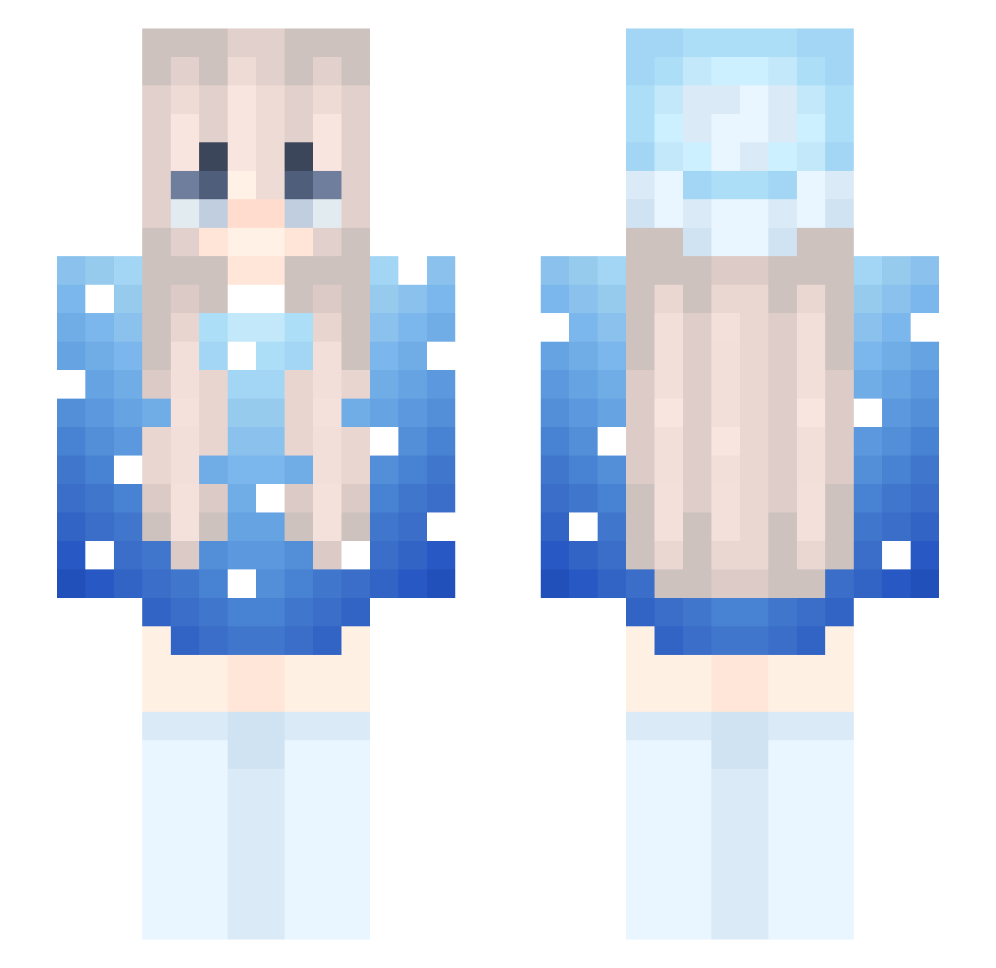 xSimdm Minecraft skin, front and back view