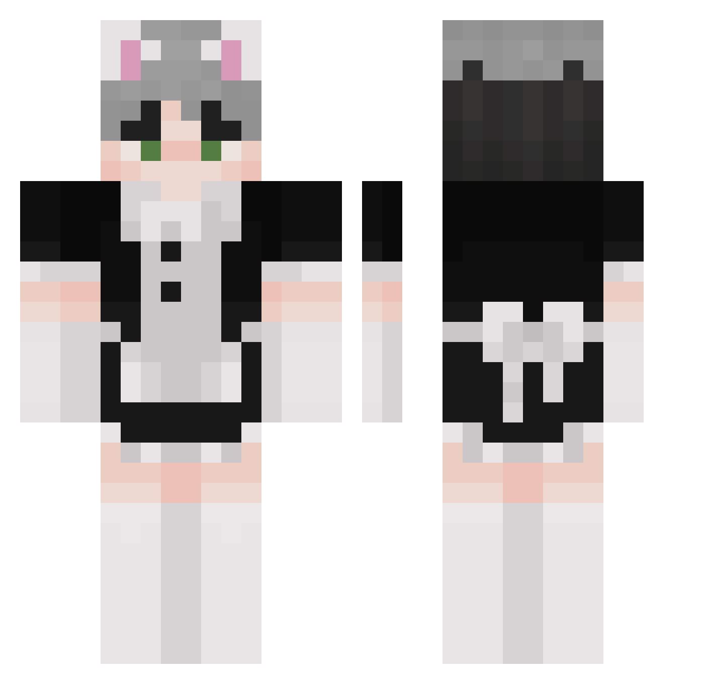 HaiseT Minecraft skin, front and back view