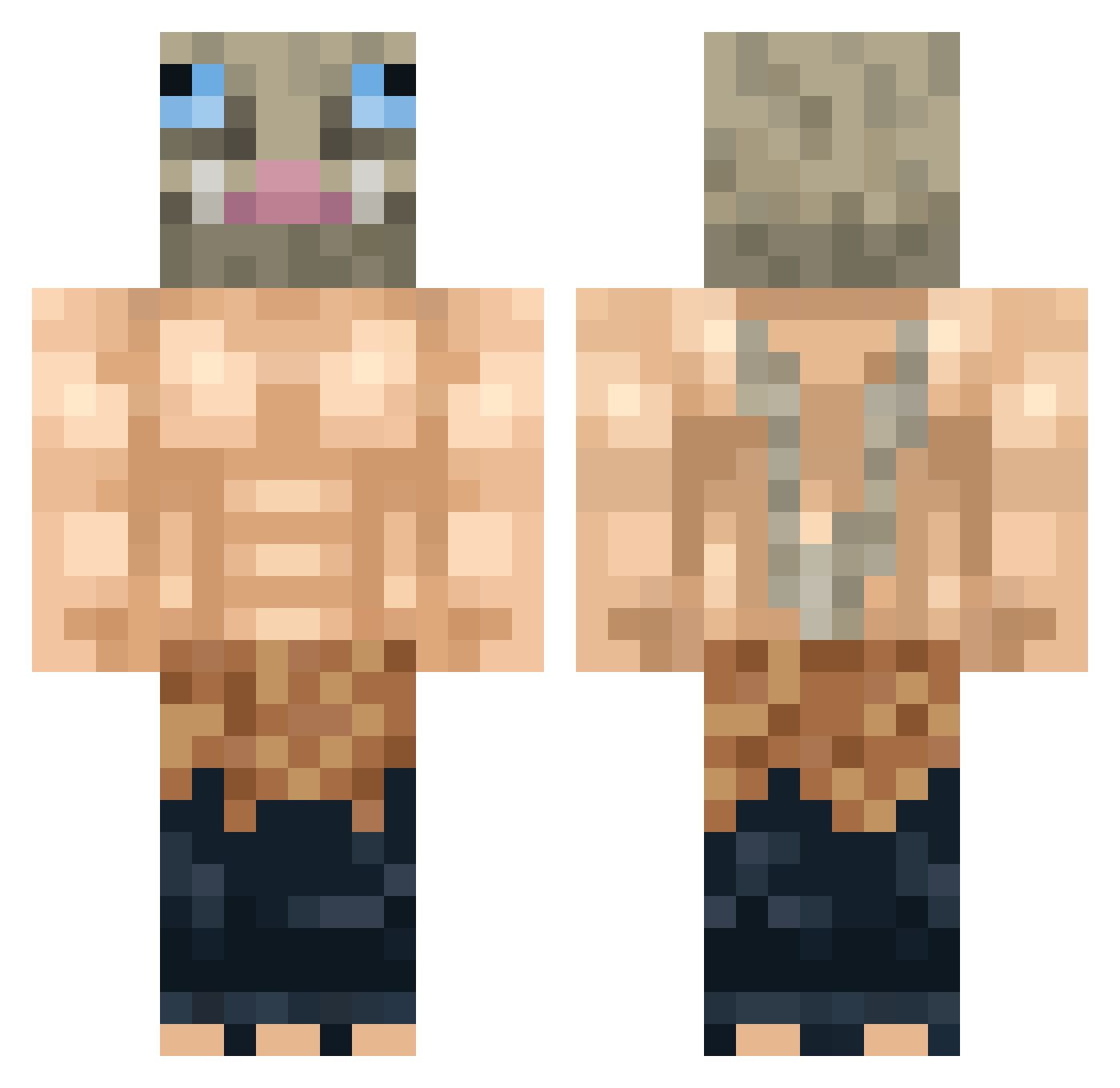Asokya Minecraft skin, front and back view