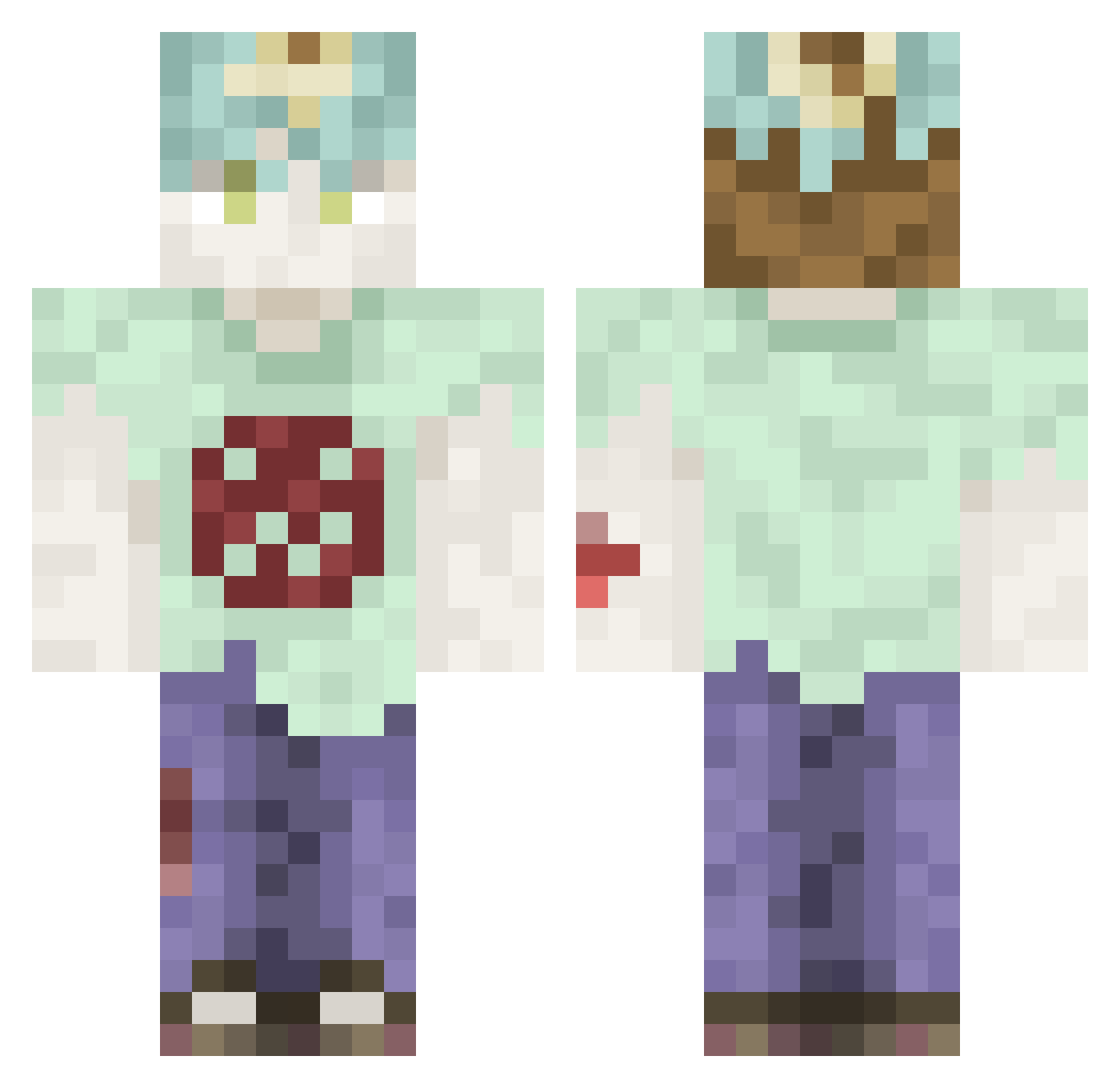 Clarabelle Minecraft skin, front and back view