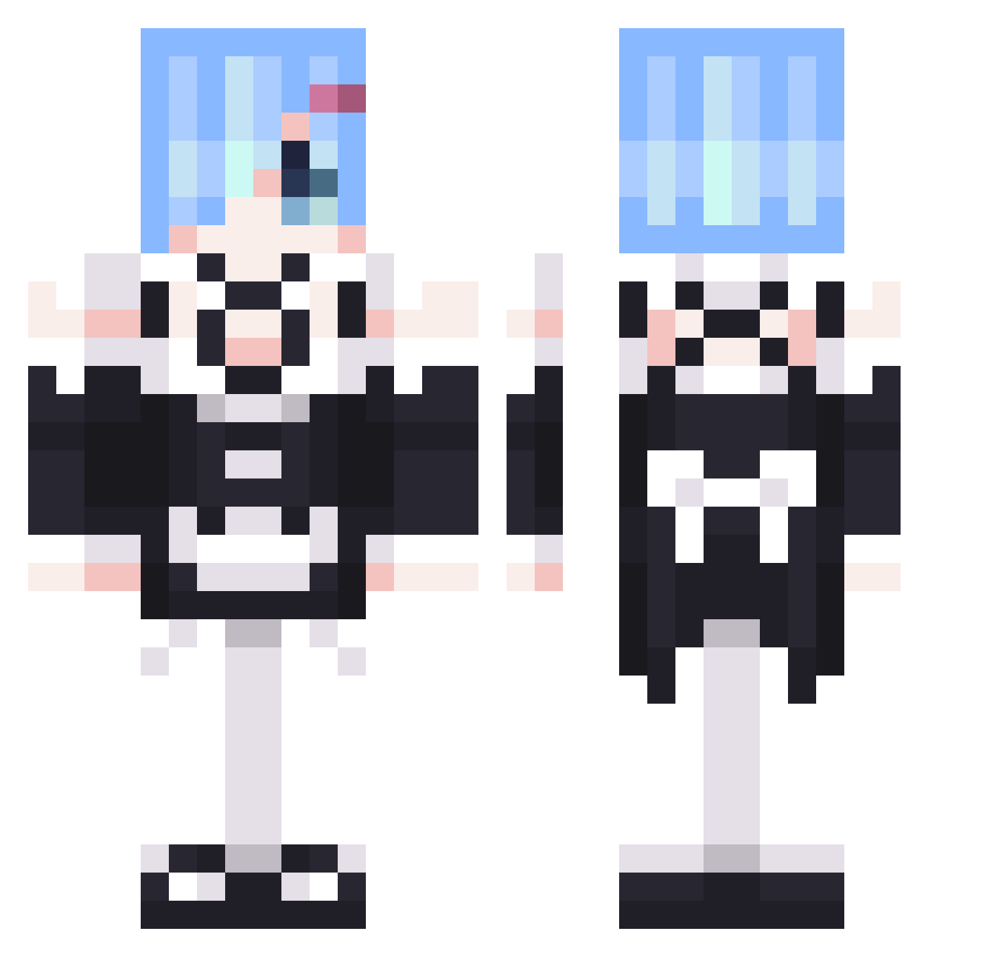 Elok1 Minecraft skin, front and back view