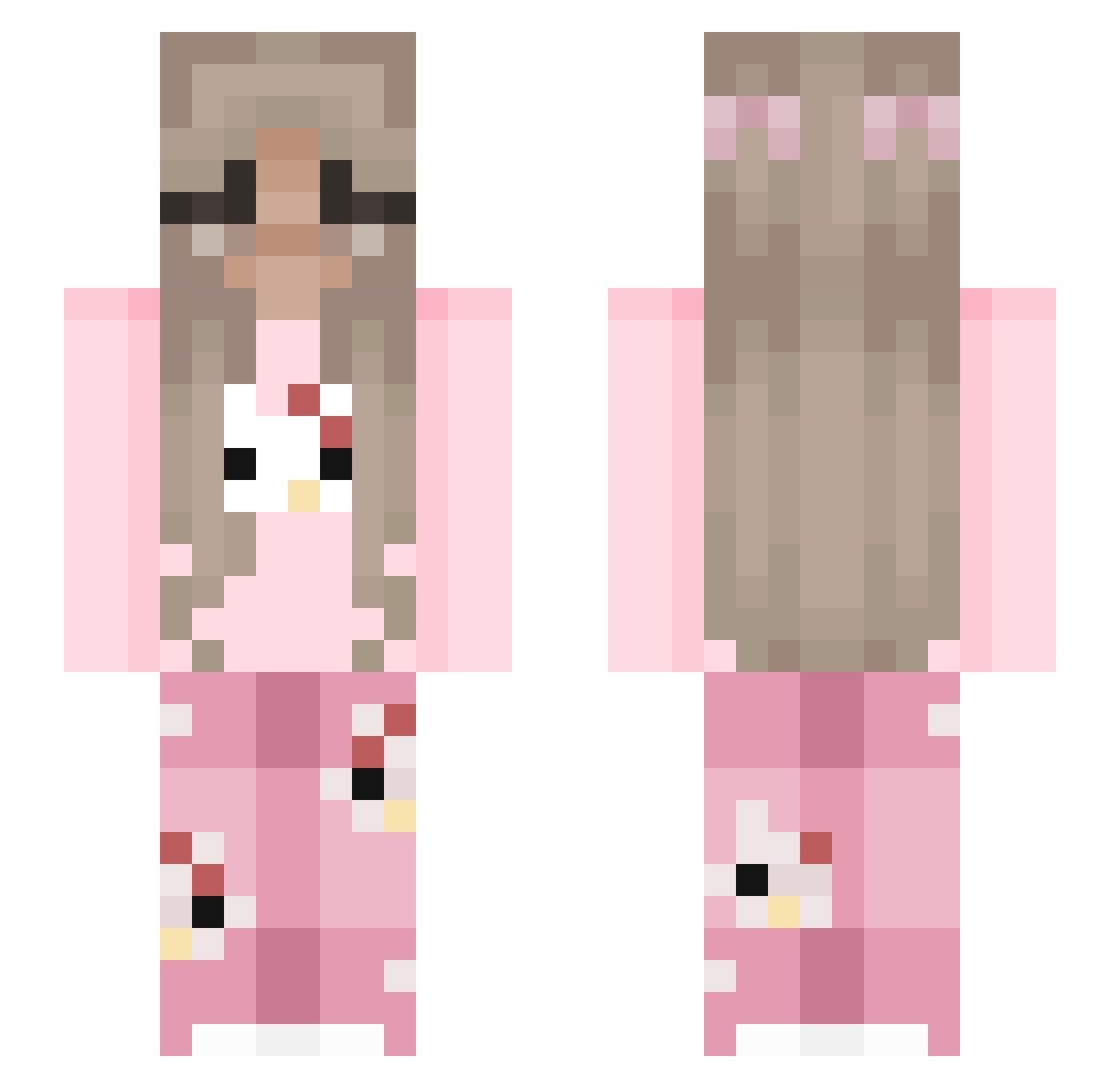 blqnkia Minecraft skin, front and back view