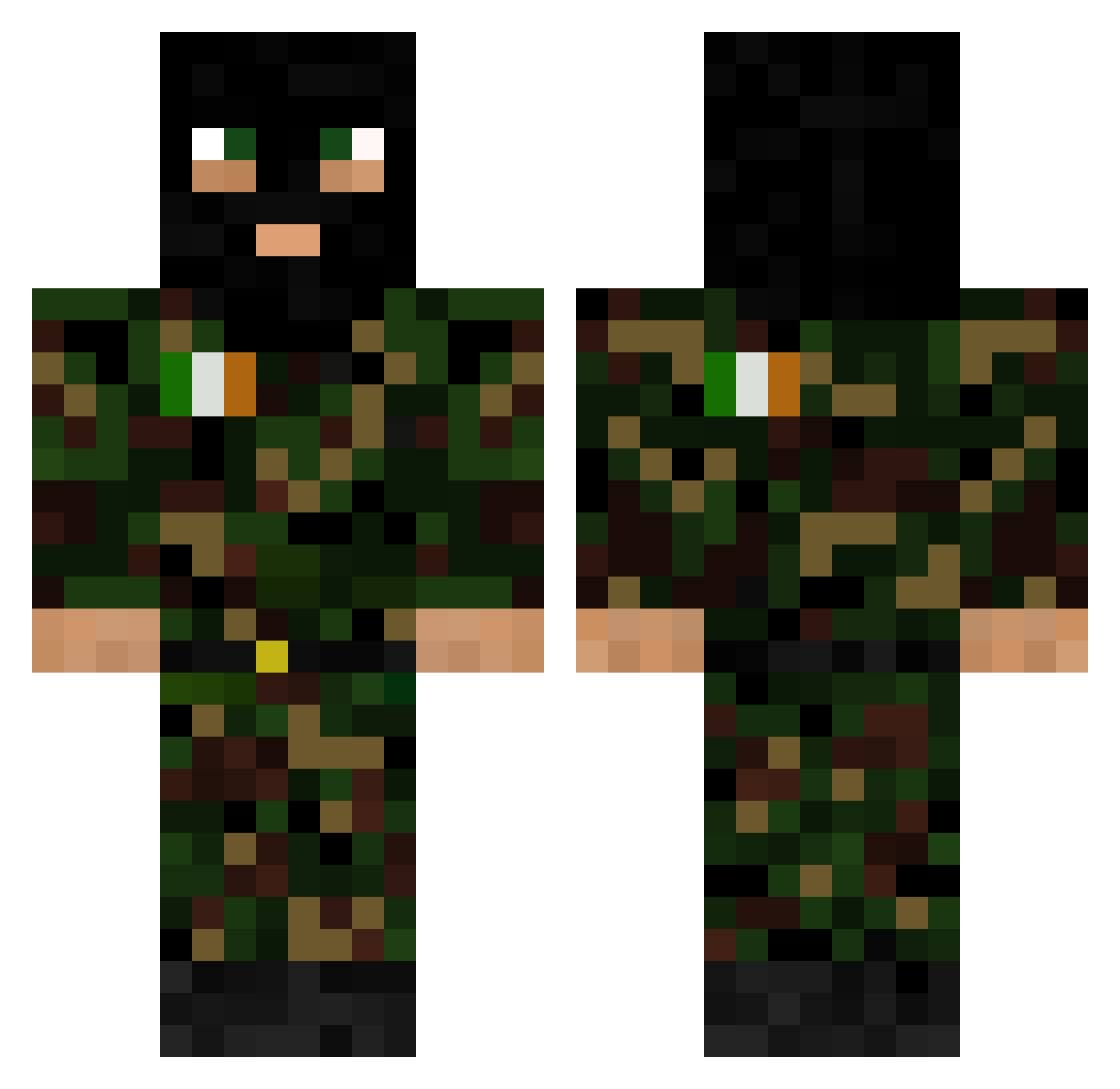 SpiderNoir Minecraft skin, front and back view