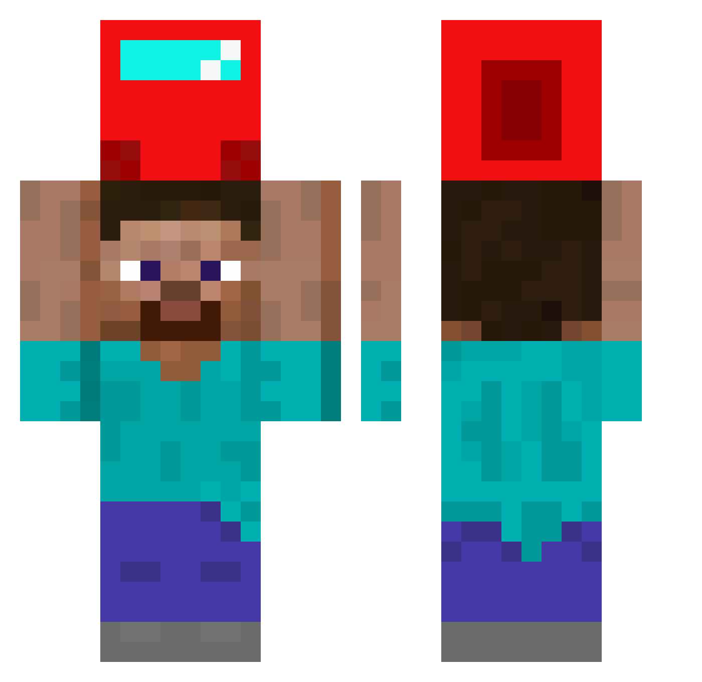 Robert777 Minecraft skin, front and back view