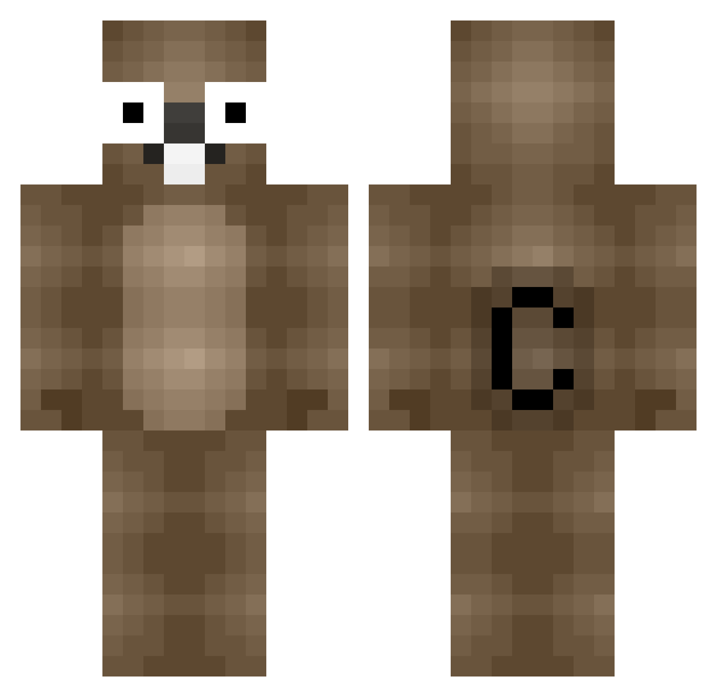 Fogo Minecraft skin, front and back view