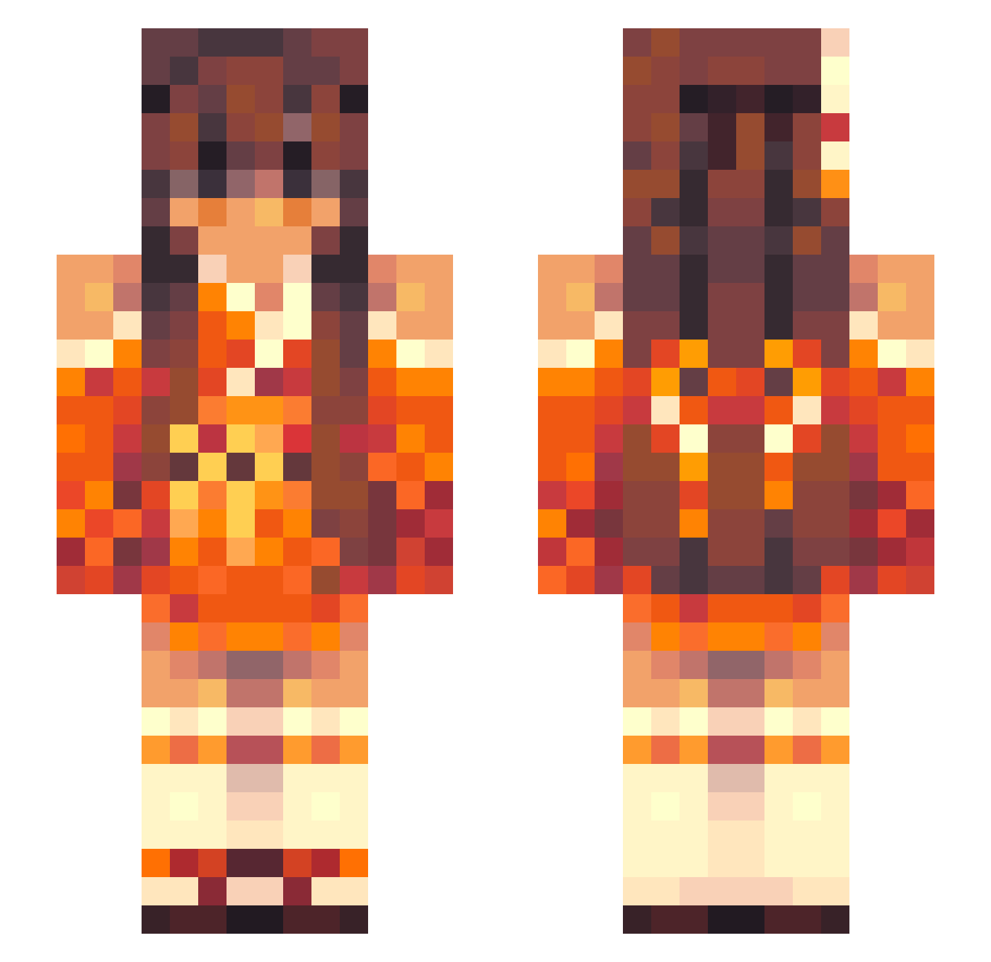 Caprise Minecraft skin, front and back view