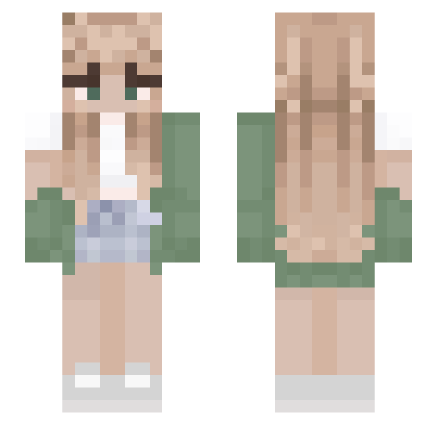 xspacefox Minecraft skin, front and back view