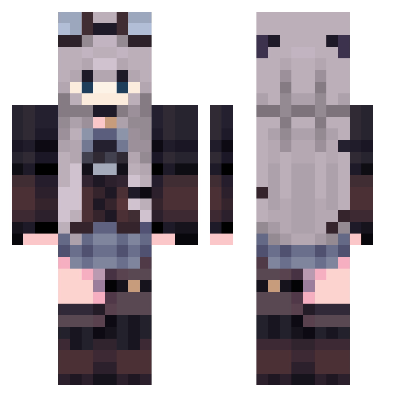 Mesosek Minecraft skin, front and back view