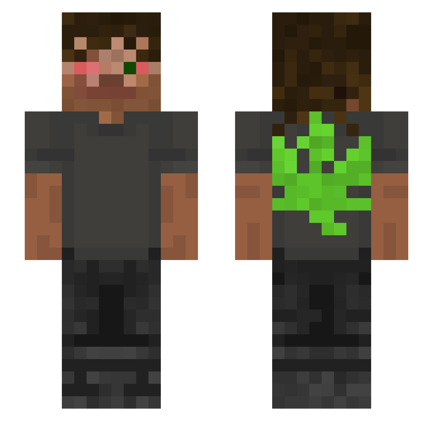 xxlz Minecraft skin, front and back view