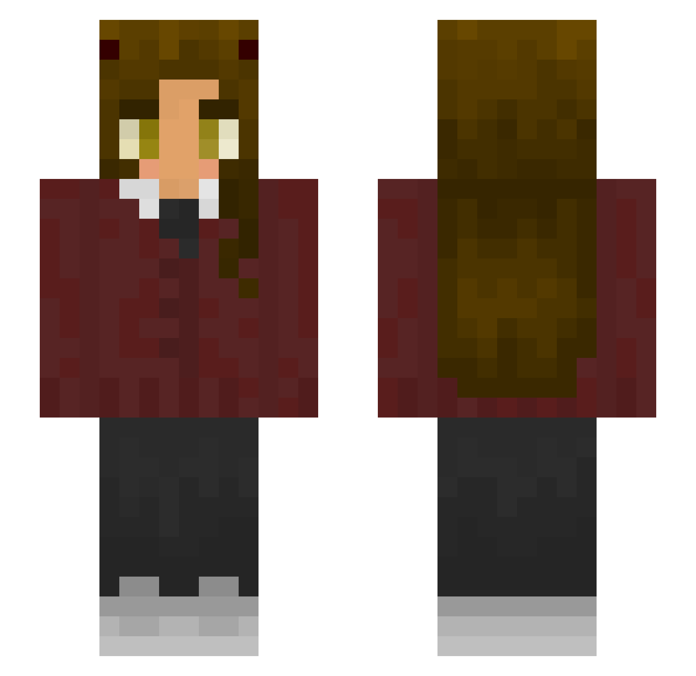 Slydersteel Minecraft skin, front and back view