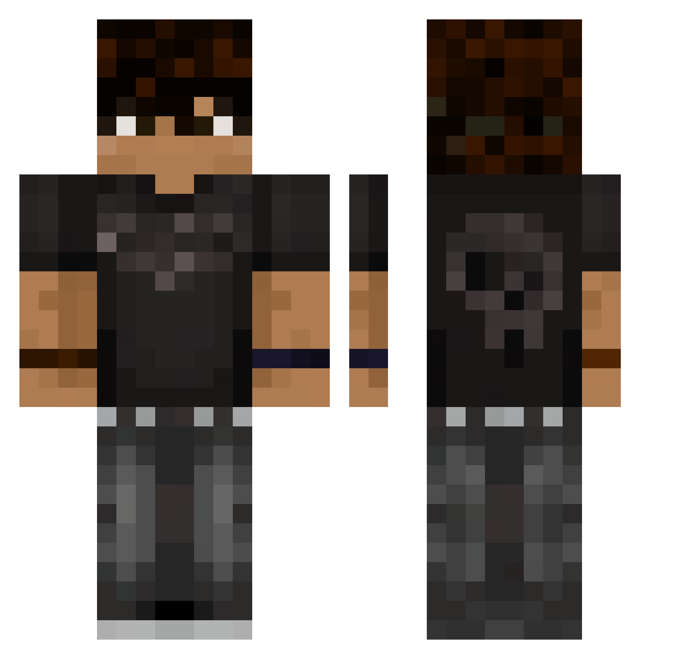 Xinfrr Minecraft skin, front and back view