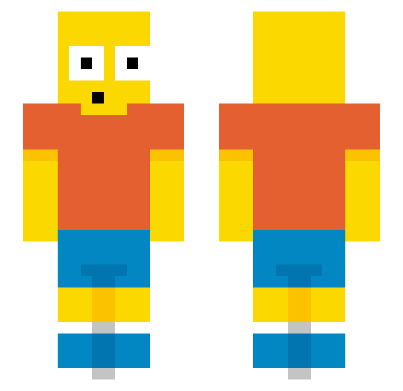 Glowfer Minecraft skin, front and back view