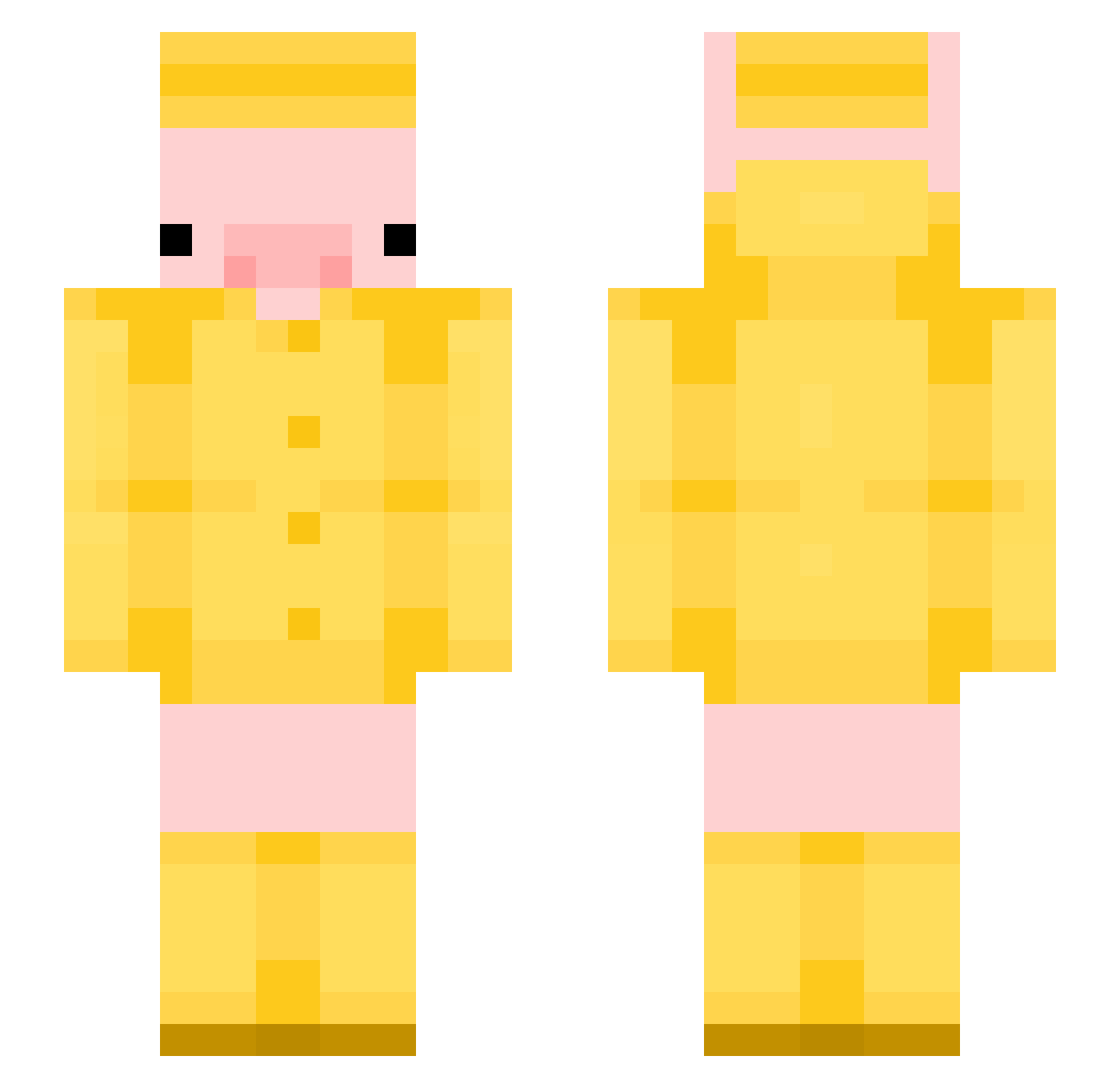 Mink Minecraft skin, front and back view