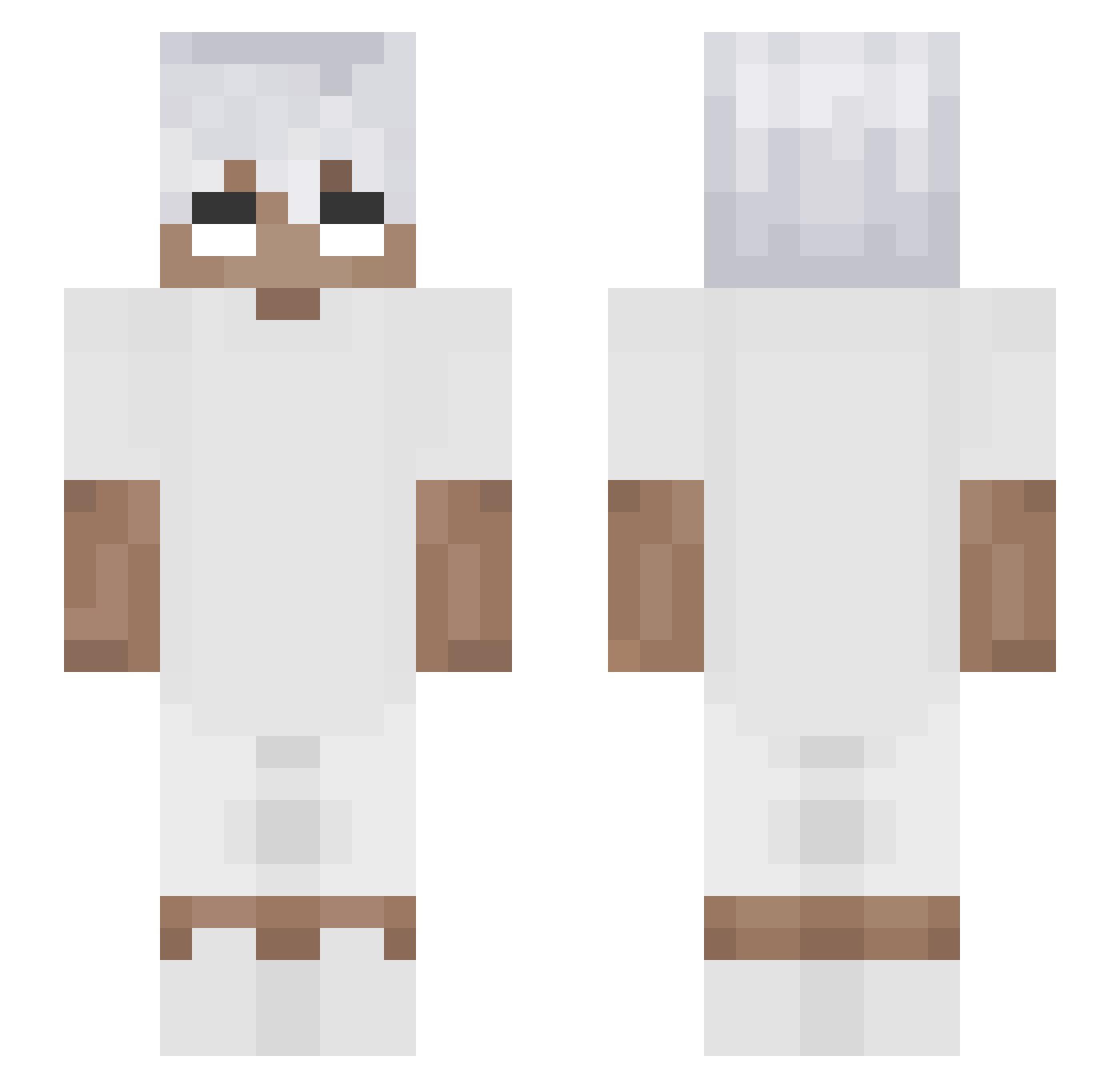 Portzy Minecraft skin, front and back view