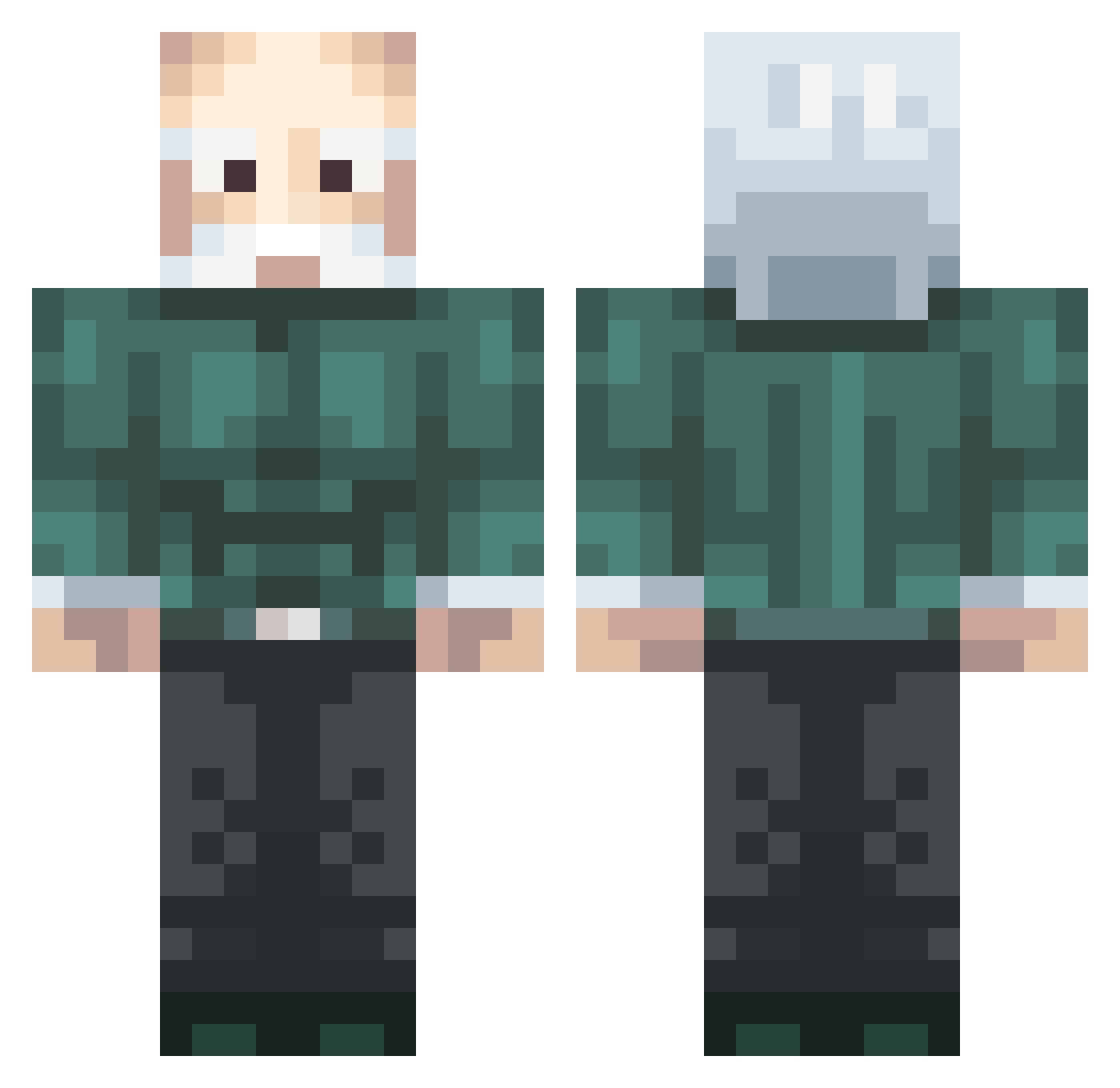 MintyEater Minecraft skin, front and back view