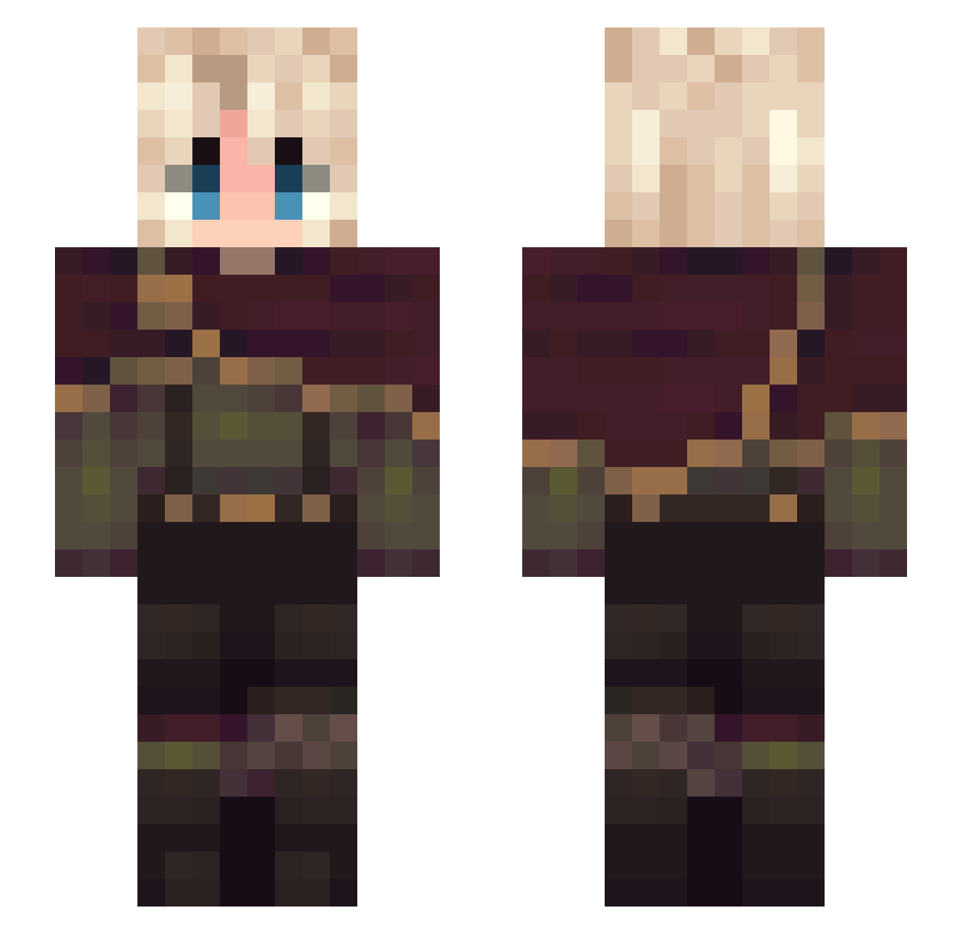 vMeowchi Minecraft skin, front and back view