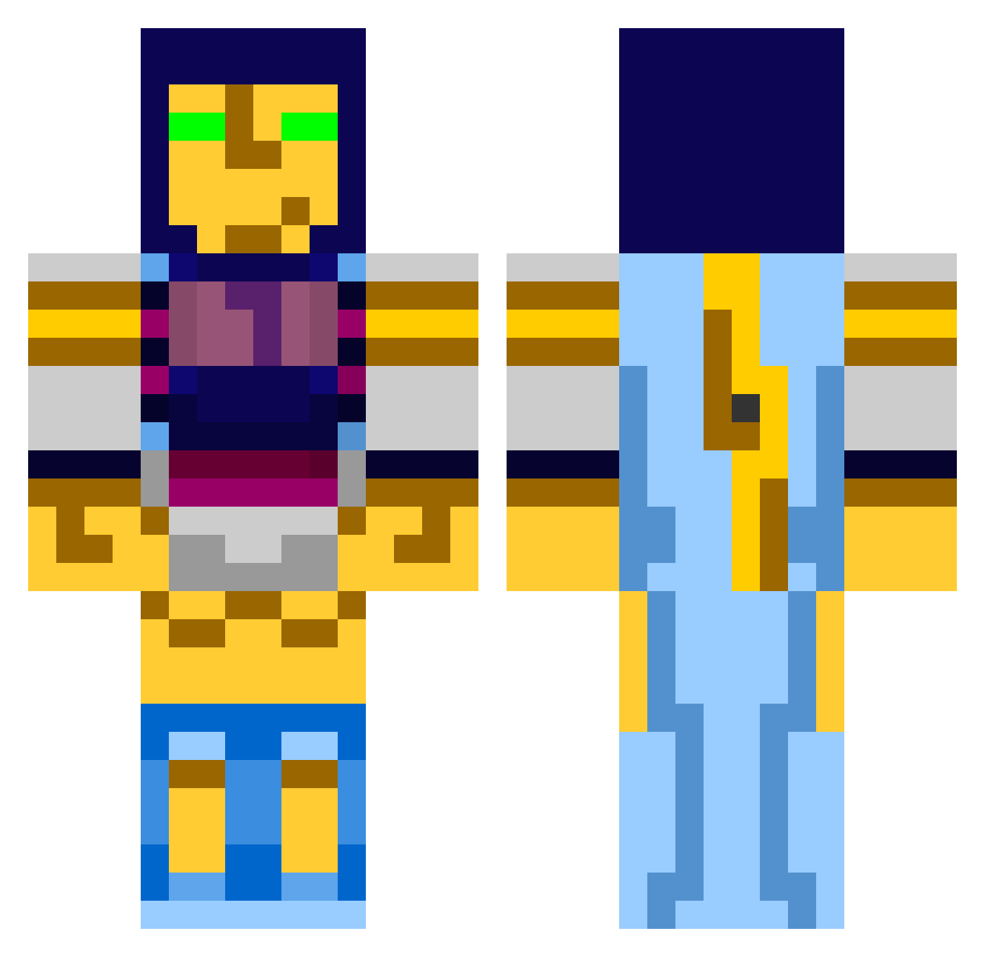 thubieel Minecraft skin, front and back view