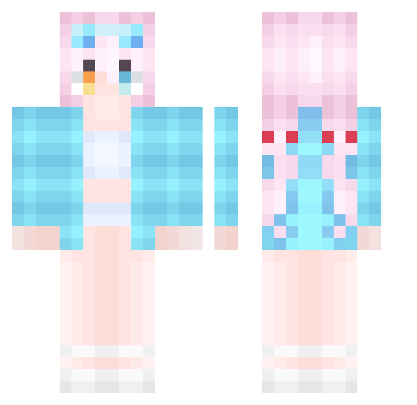 Zerround Minecraft skin, front and back view