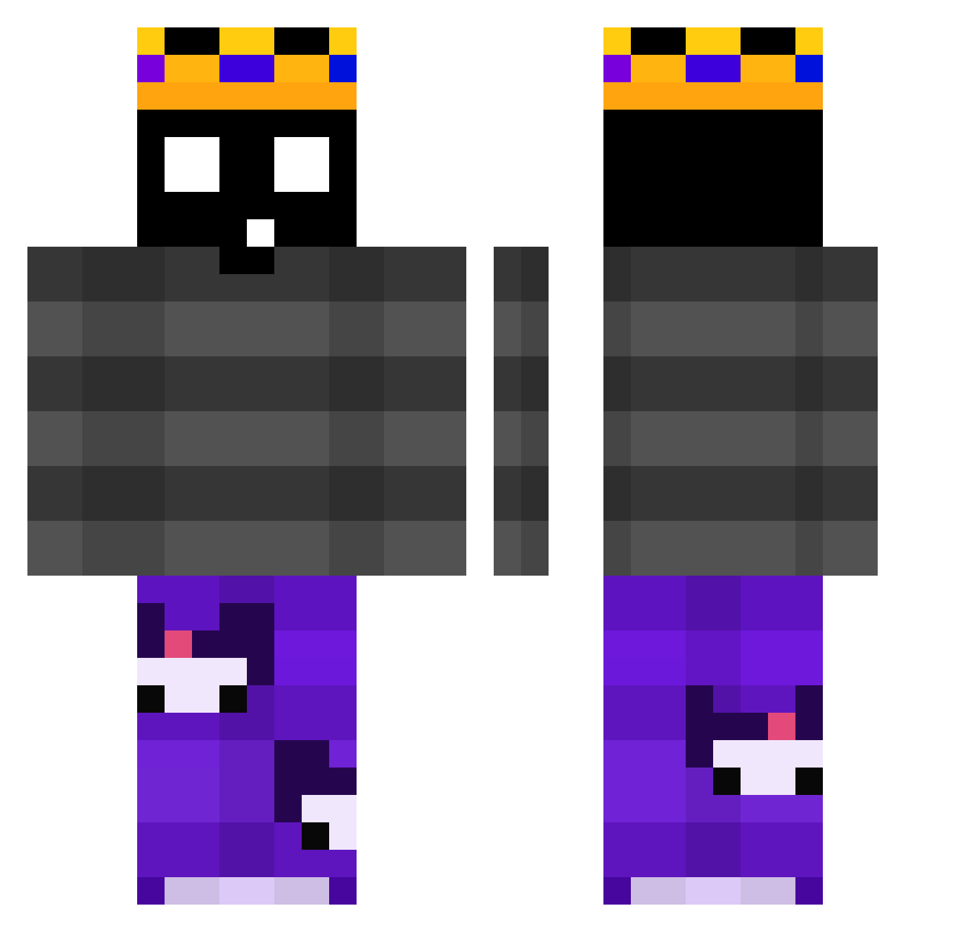 5pacial Minecraft skin, front and back view