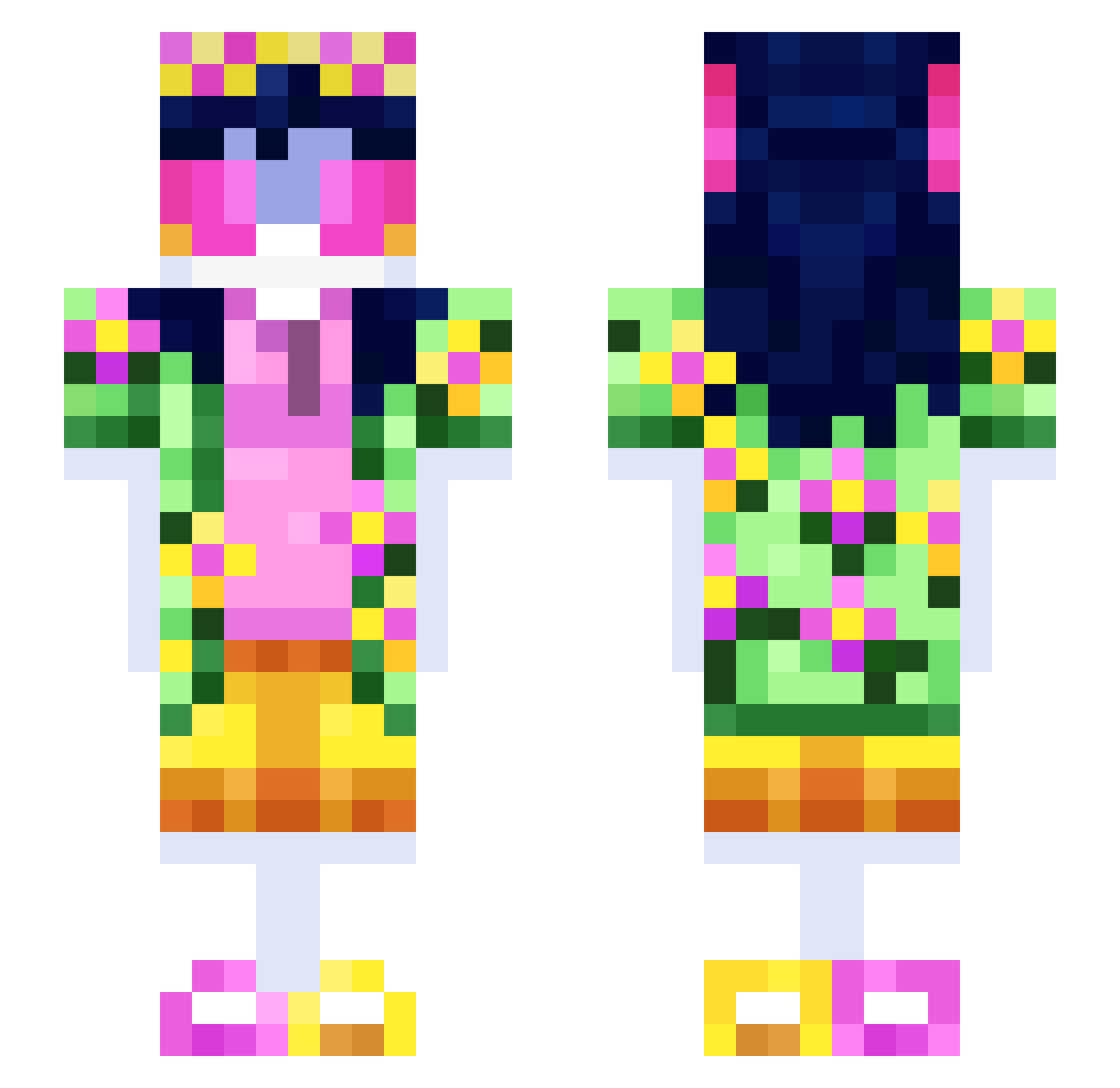 Racoonik Minecraft skin, front and back view