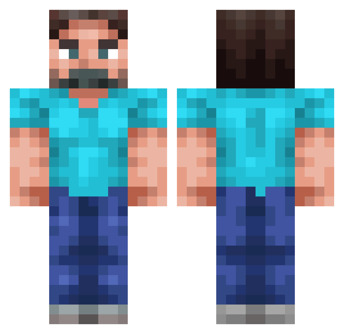 TheShaftMaster Minecraft skin, front and back view