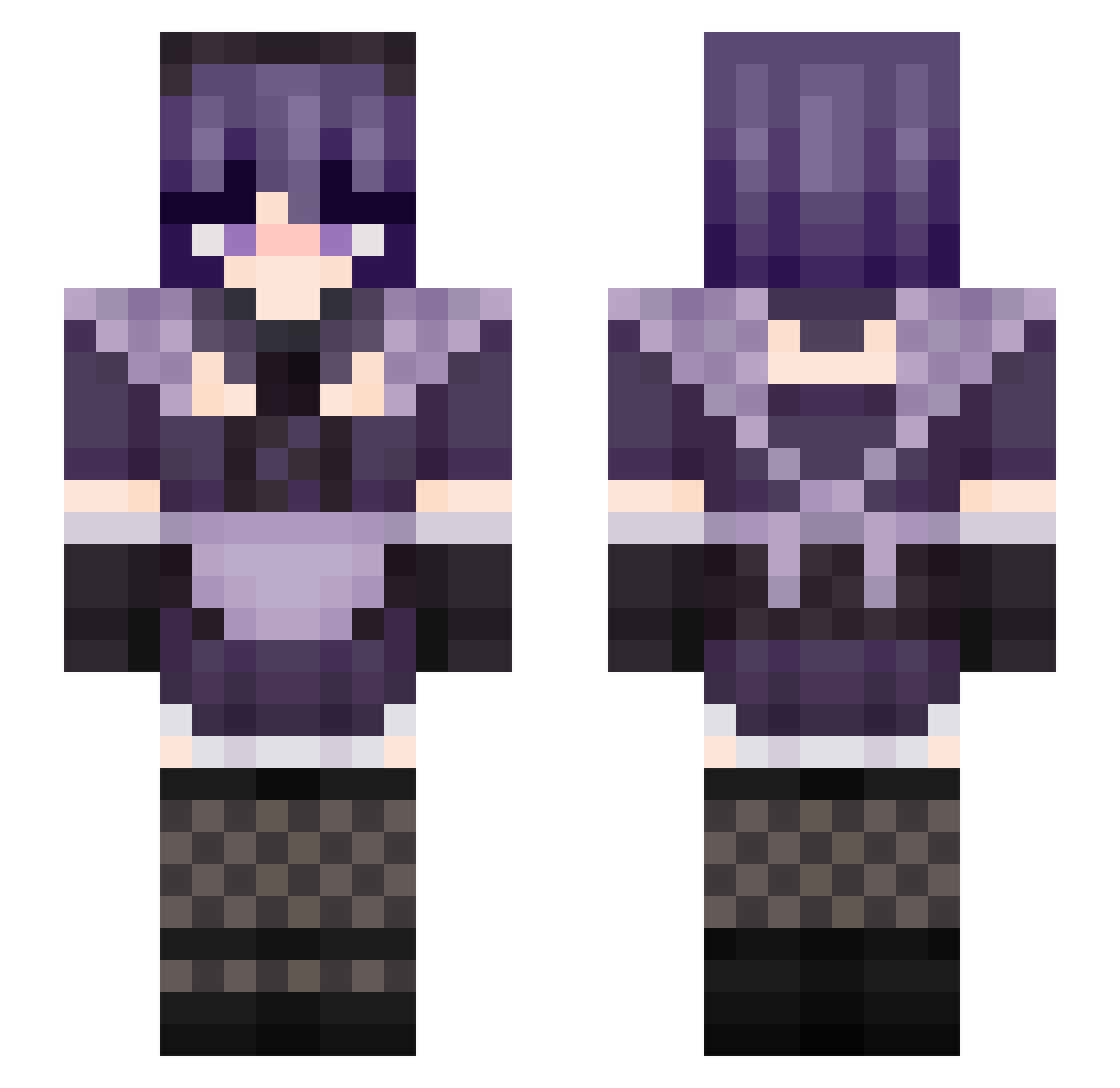 Itsukai Minecraft skin, front and back view