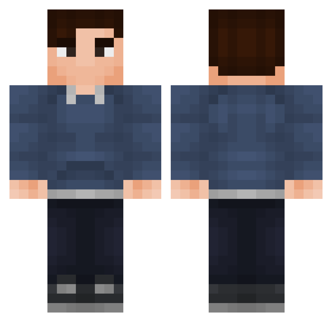 lReverseI Minecraft skin, front and back view