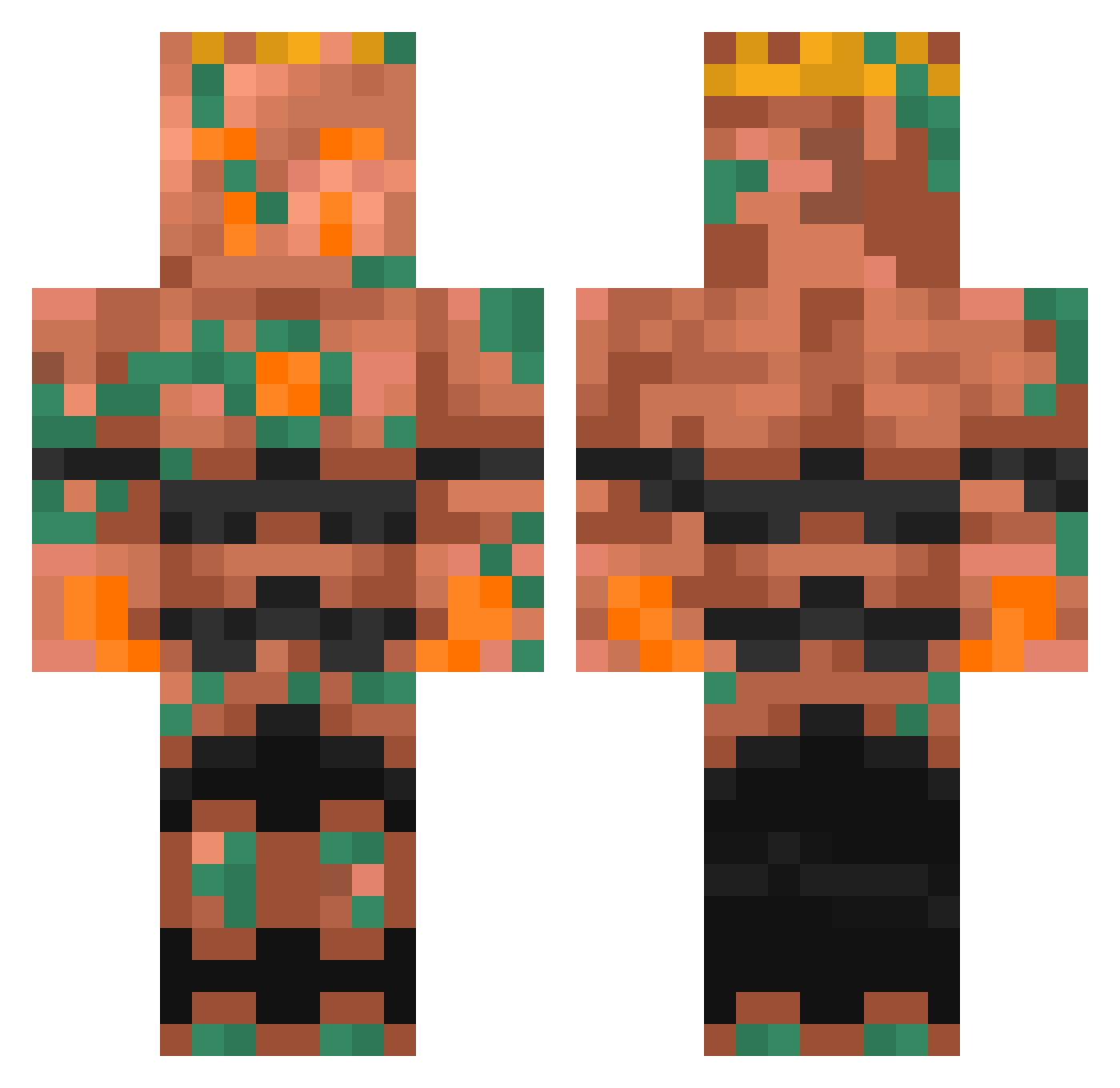 CamoBucketHat Minecraft skin, front and back view