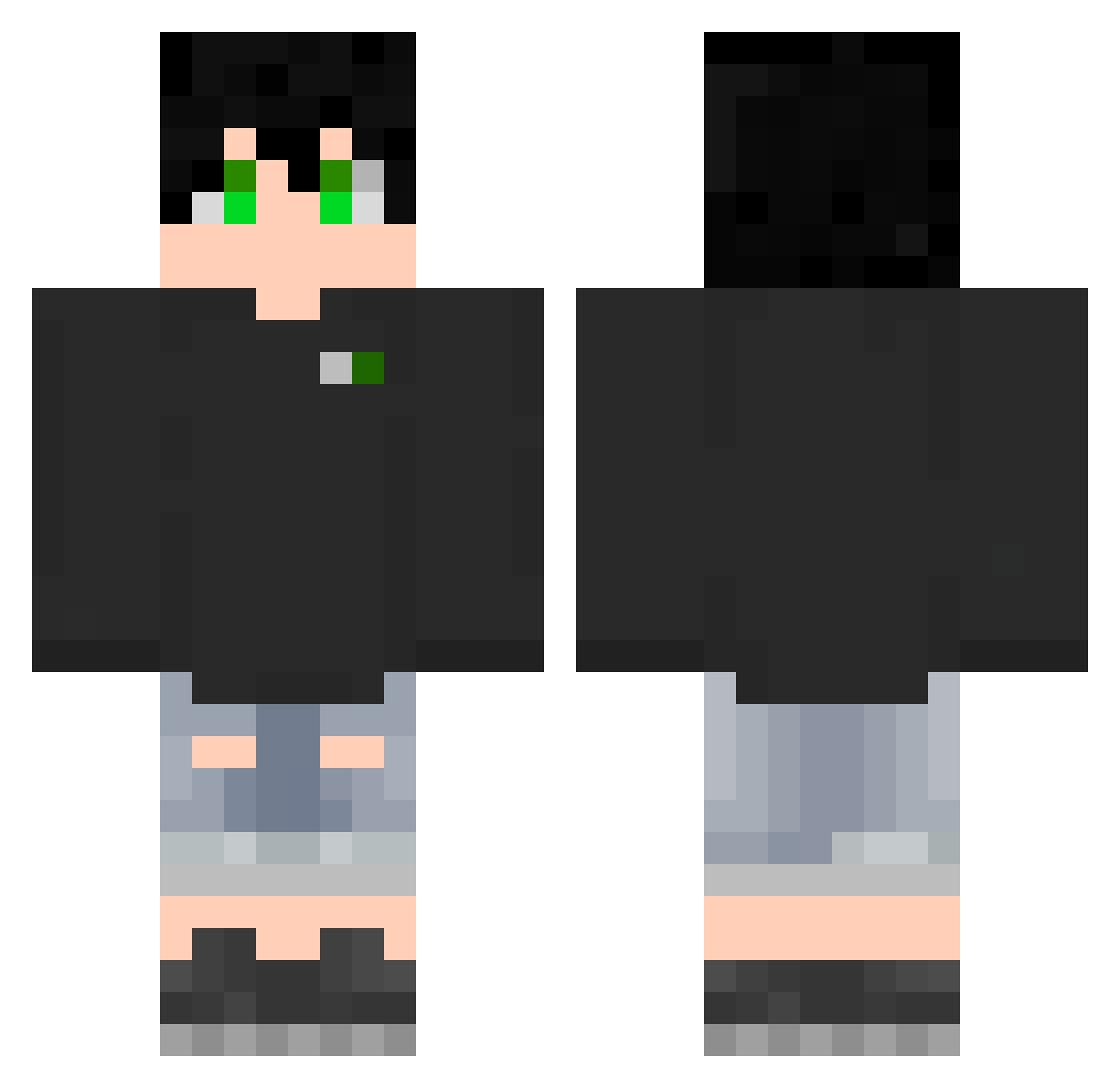 qainney Minecraft skin, front and back view