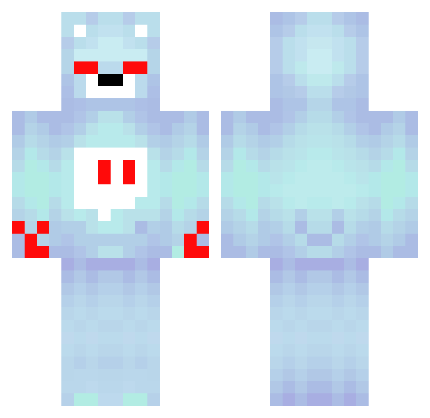 Nobeanking Minecraft skin, front and back view