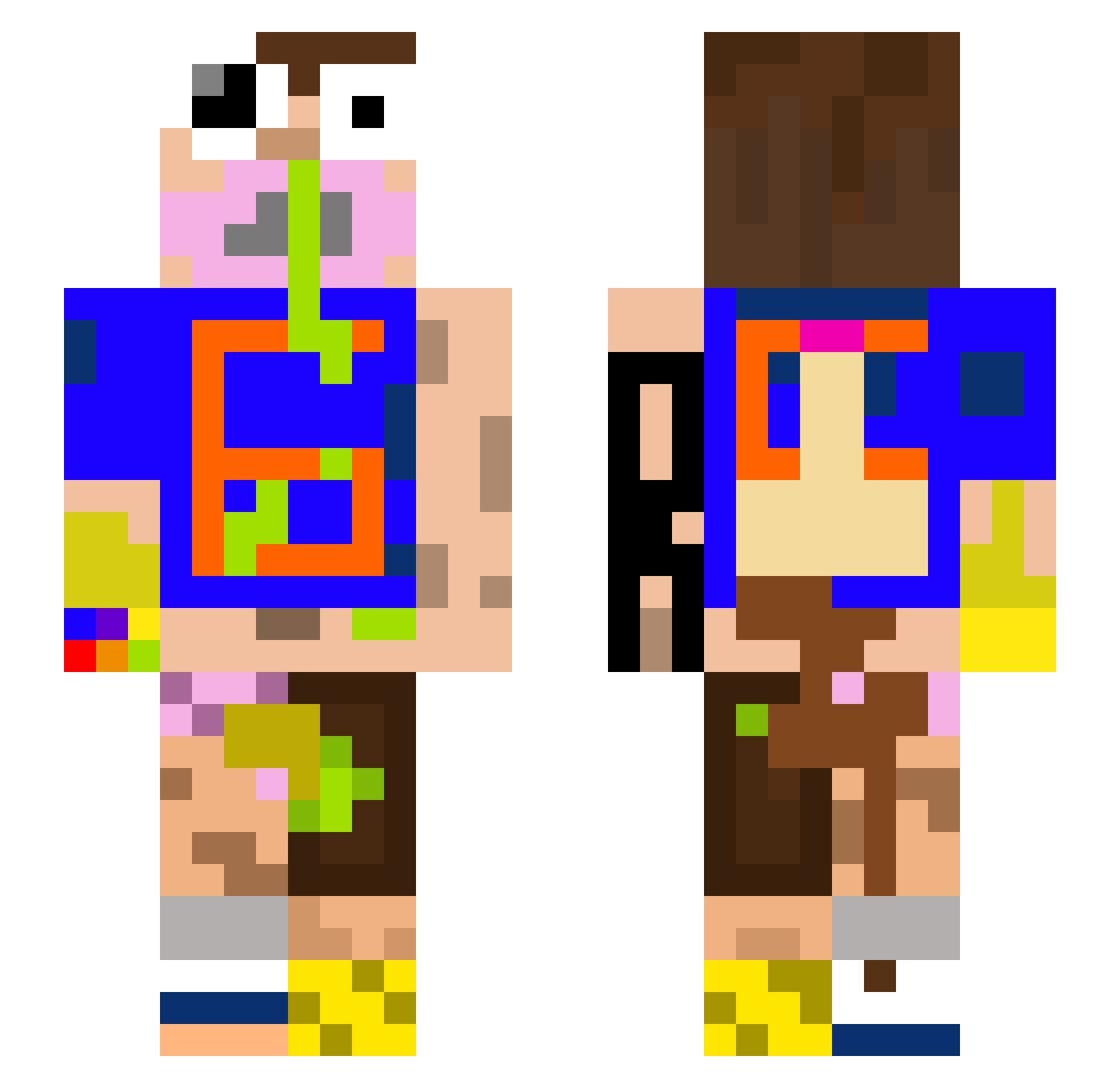 wrtt999 Minecraft skin, front and back view