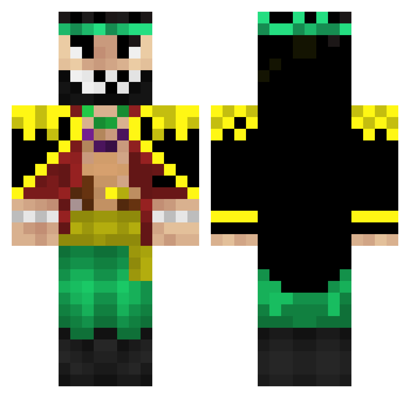 Rexonman Minecraft skin, front and back view