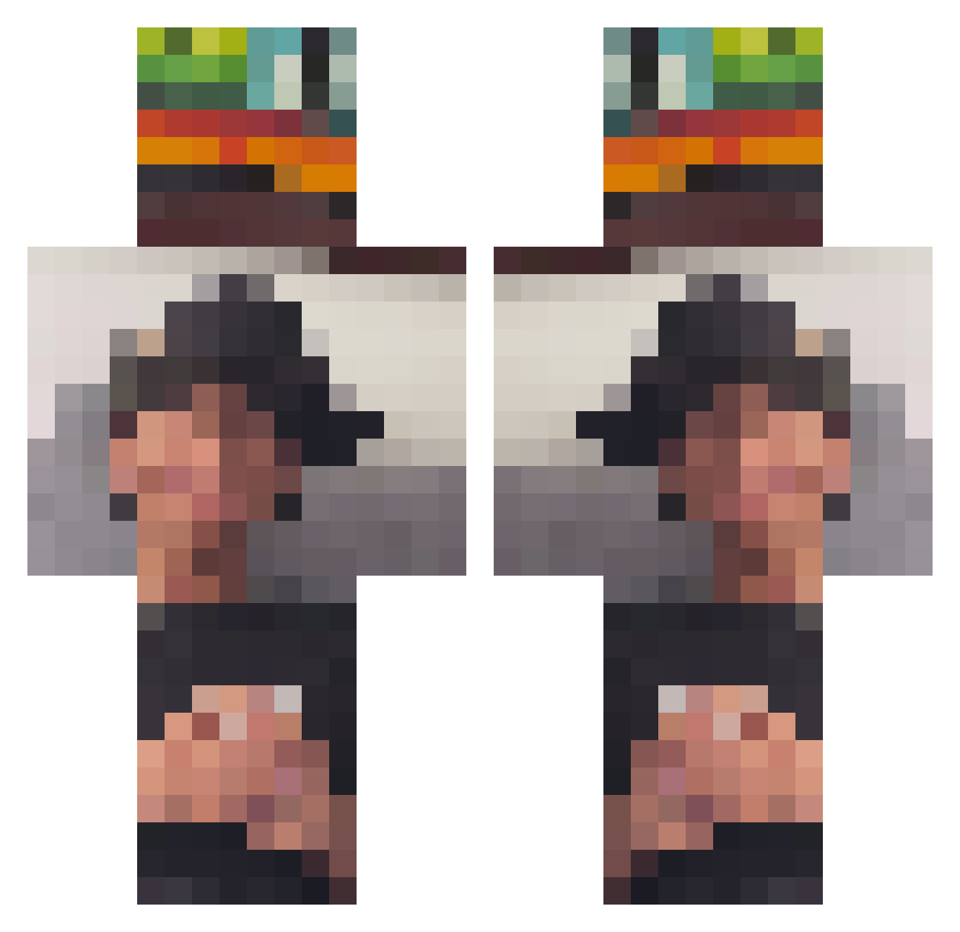 Strinex Minecraft skin, front and back view