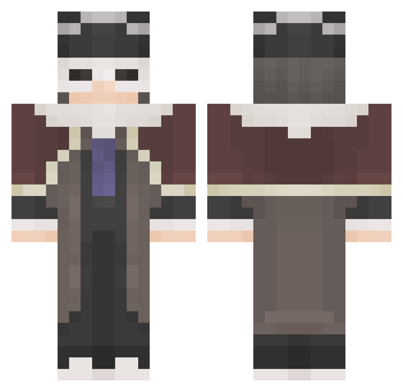 DeUlo Minecraft skin, front and back view